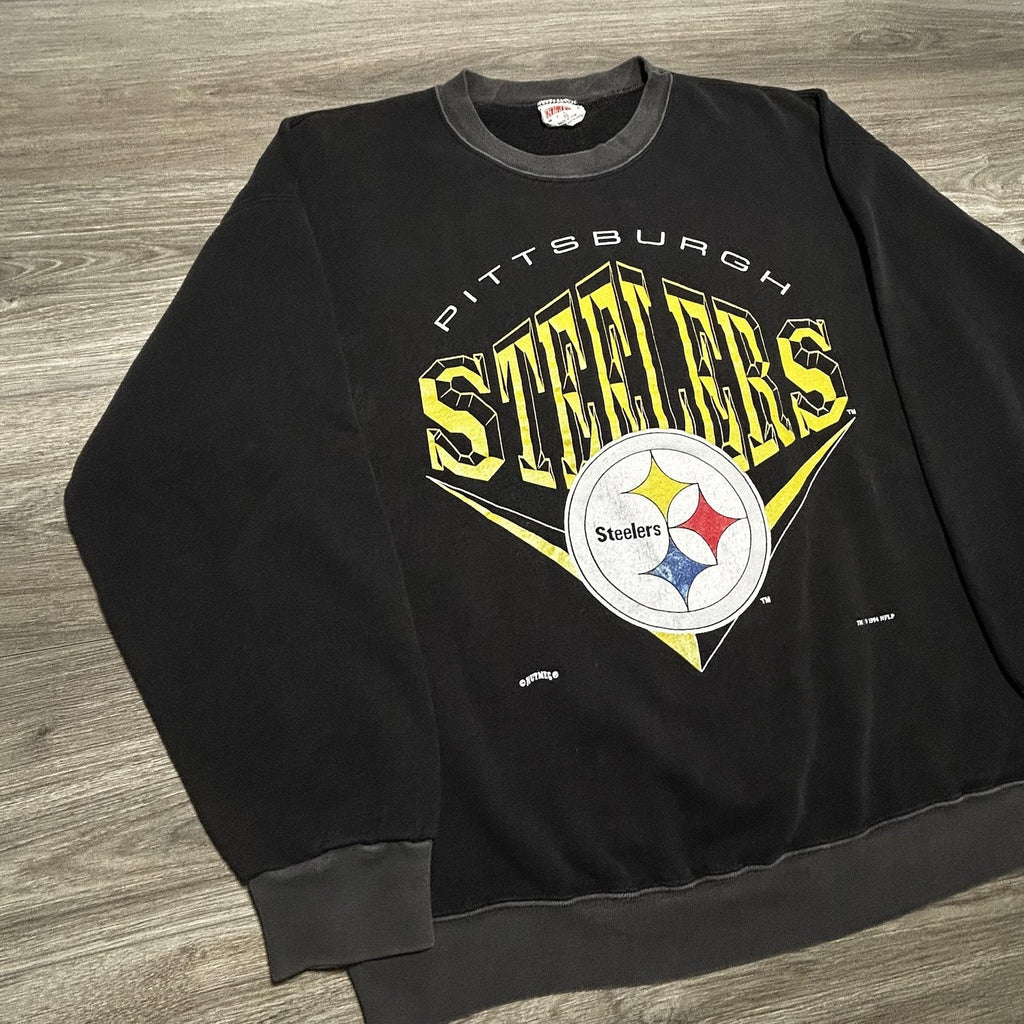 Vintage Pittsburgh Steelers Sweatshirt Mens XL Black NFL Football Nutmeg 90s USA