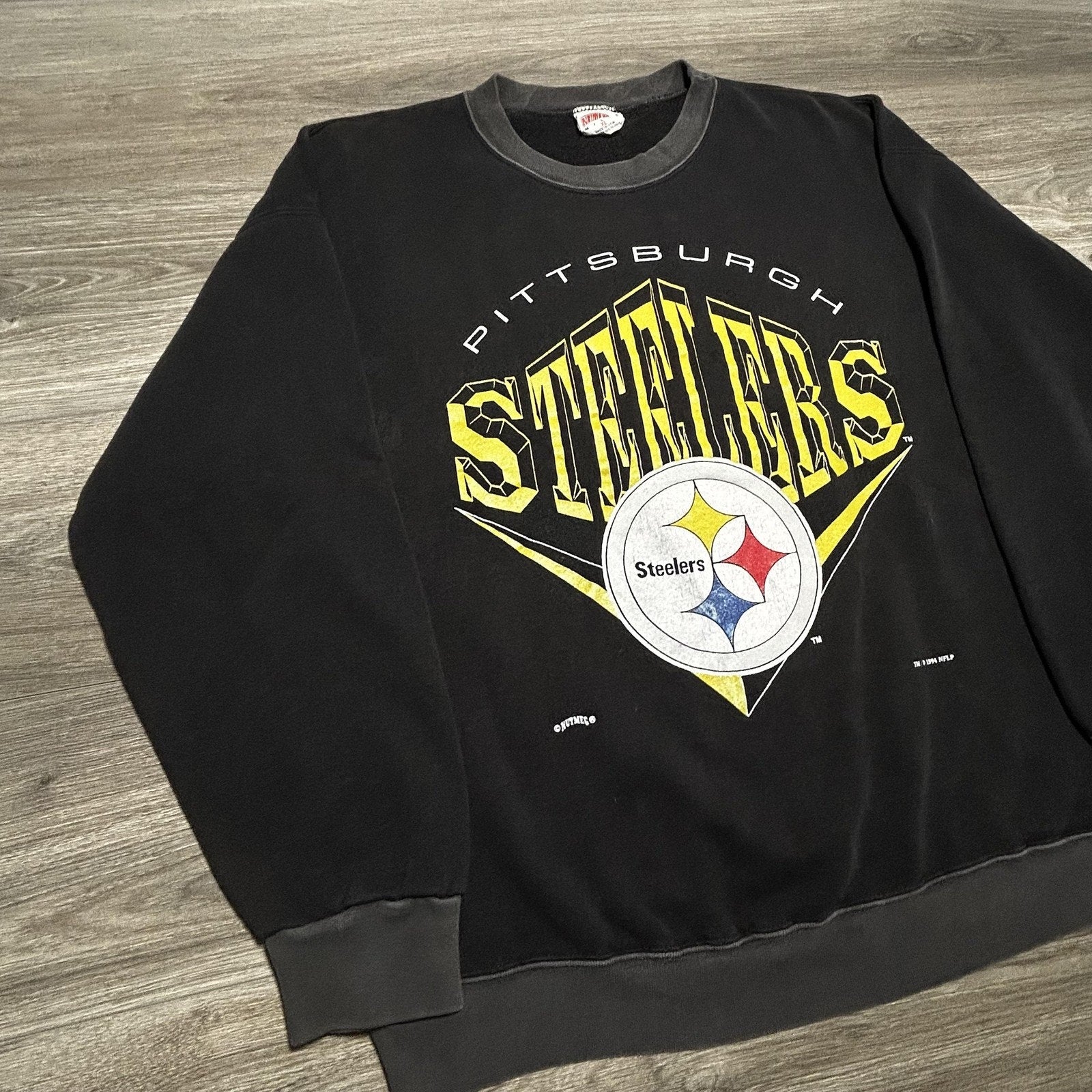 Vintage Pittsburgh Steelers Sweatshirt Mens XL Black NFL Football Nutmeg 90s USA
