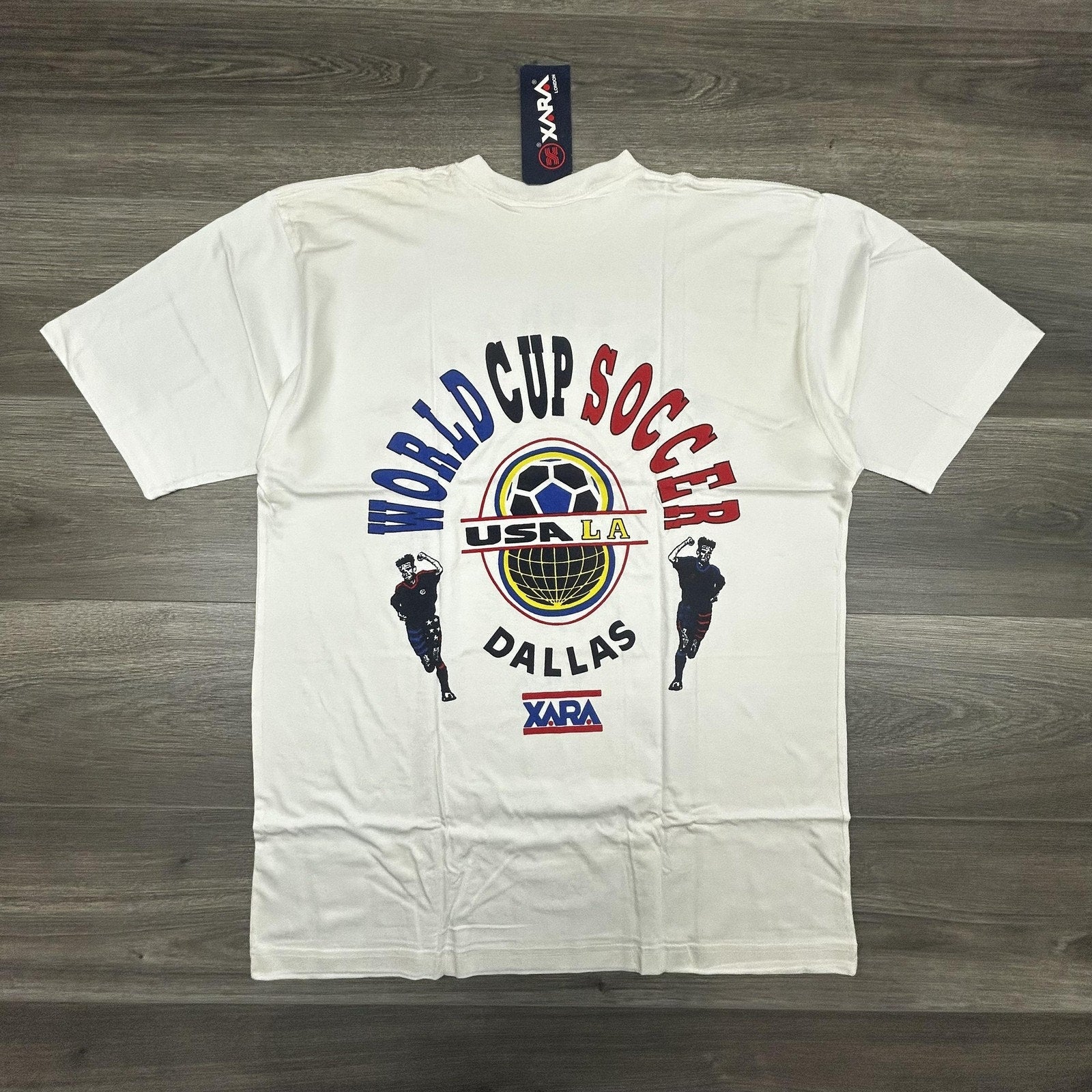 Vintage World Cup Shirt Mens Medium White Dallas XARA Soccer Deadstock USA 90s