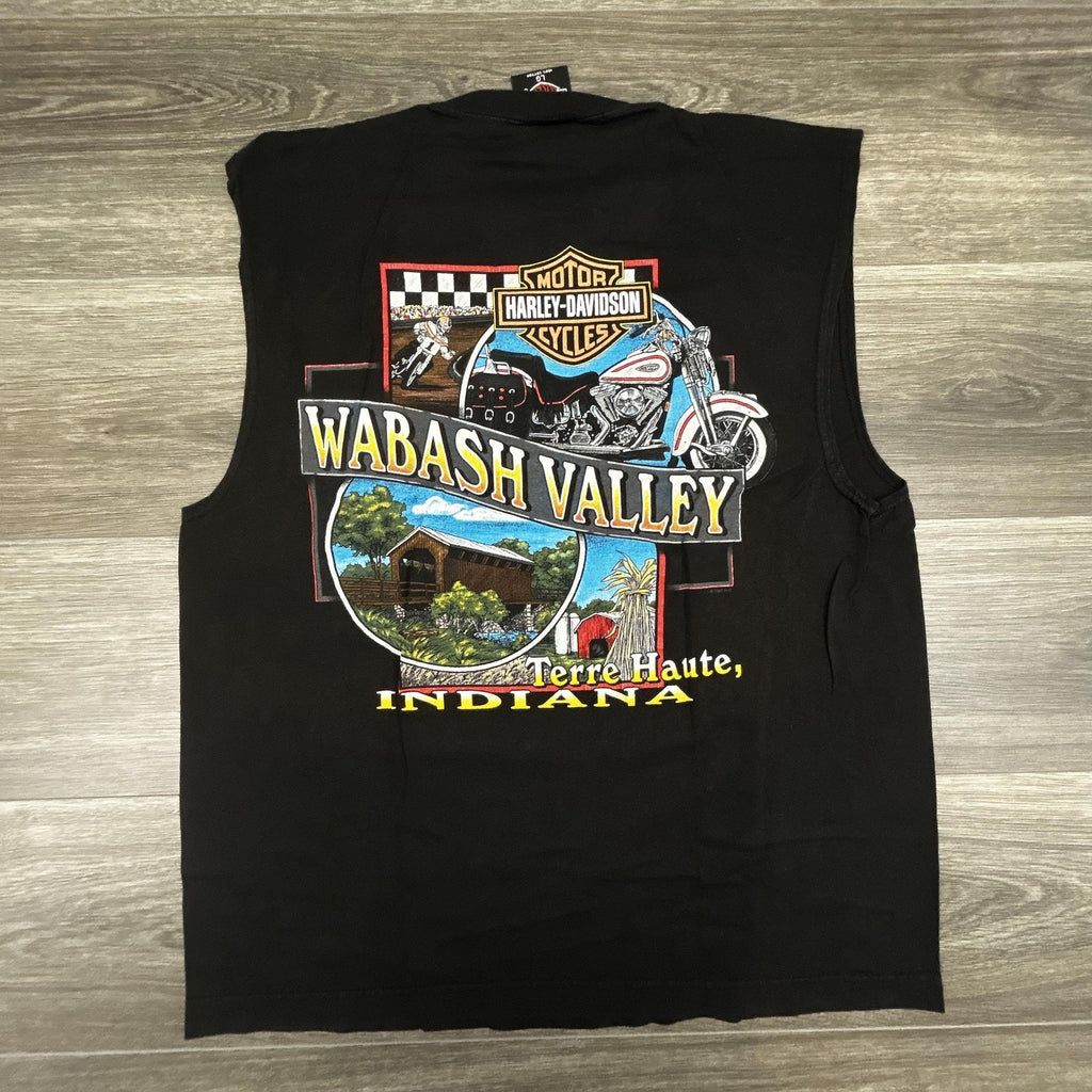 Vintage Harley Davidson Sleeveless Shirt Mens Large Black Eagle Made in USA 90s