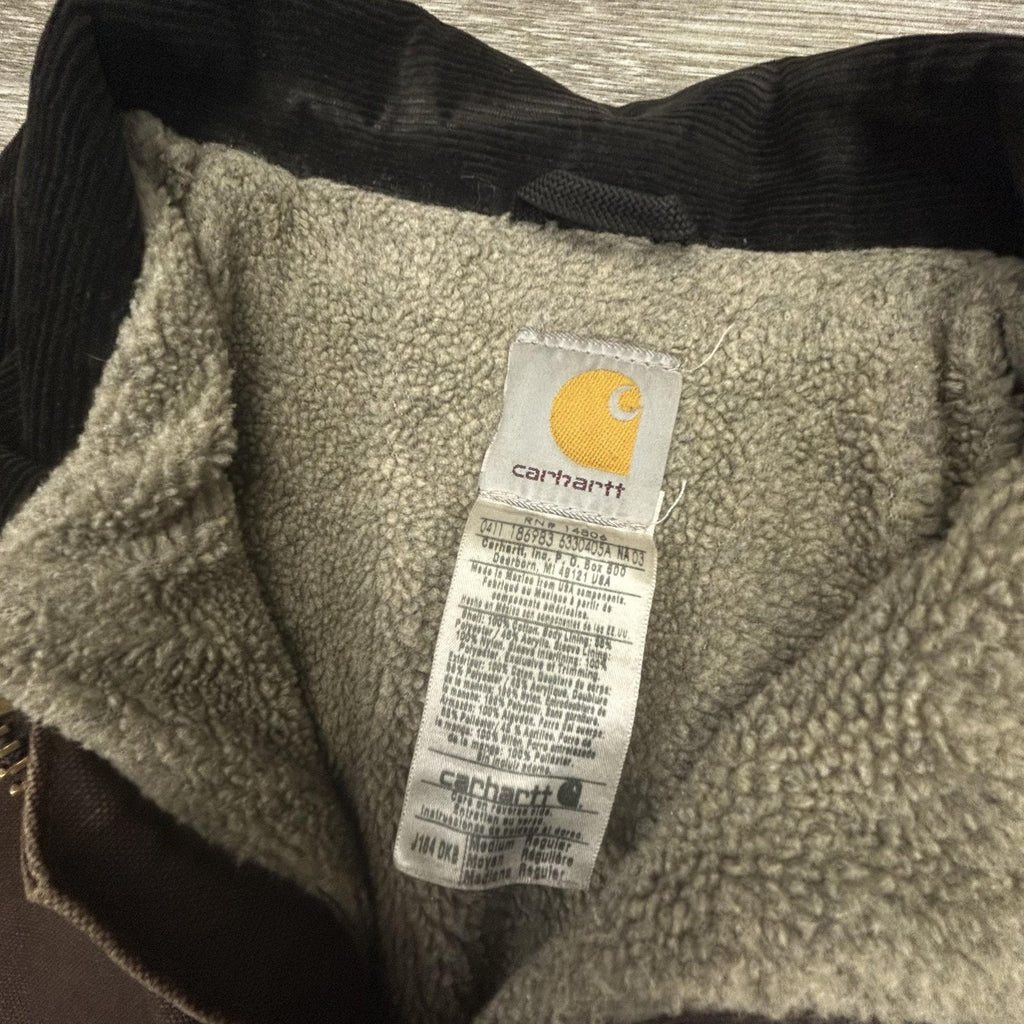 Vintage Carhartt Jacket Mens Medium Brown Detroit Canvas Sherpa Bomber J164 DKB