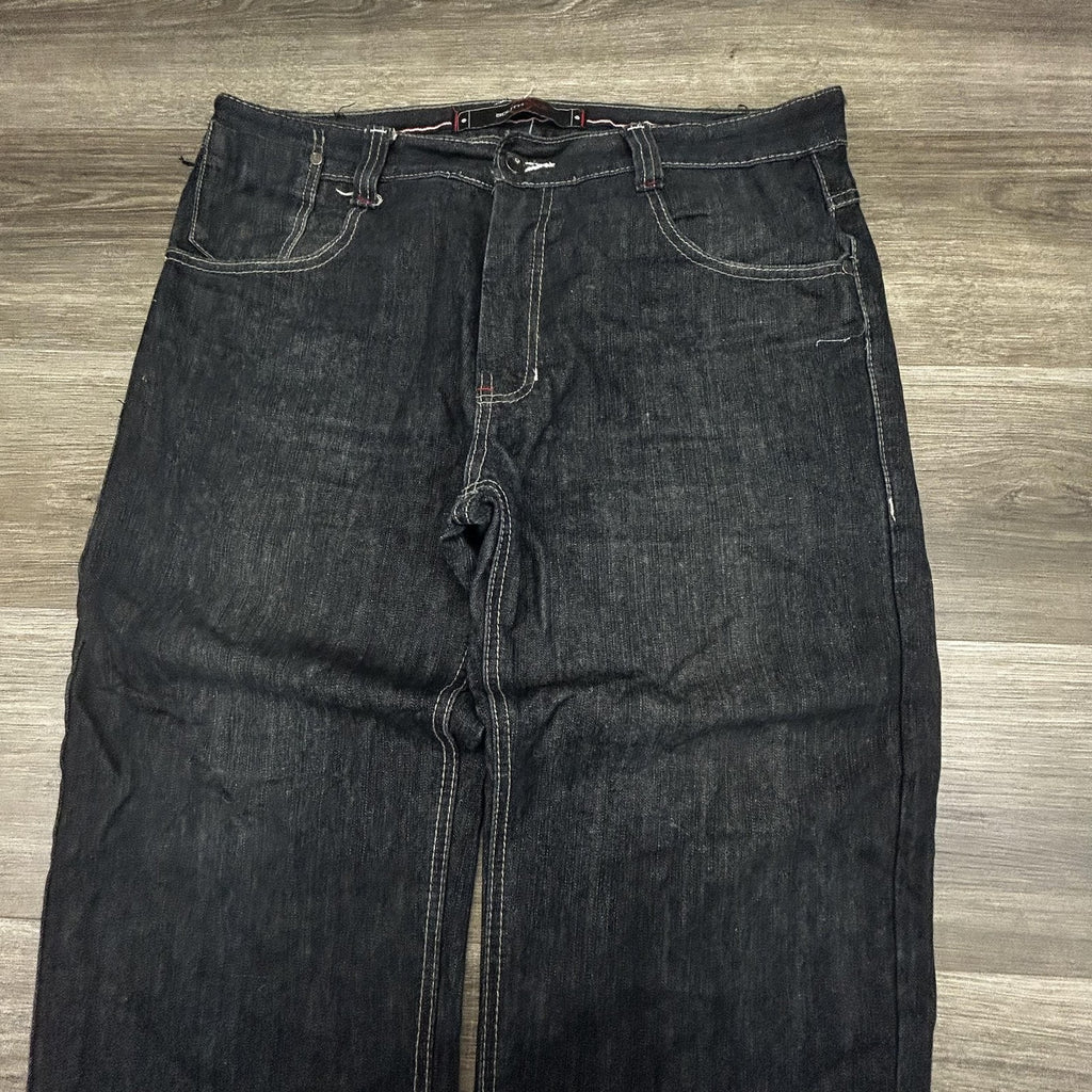 Vintage Southpole Jeans Mens 36x30 Dark Wash Baggy Wide Leg Denim Logo Y2K