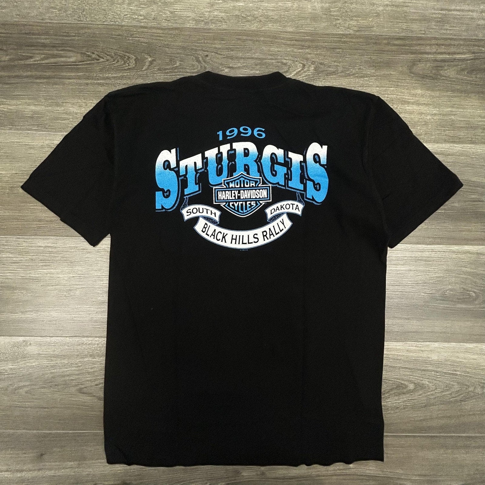 Vintage Harley Davidson Sturgis Shirt Mens Large Black Flames Single Stitch 90s