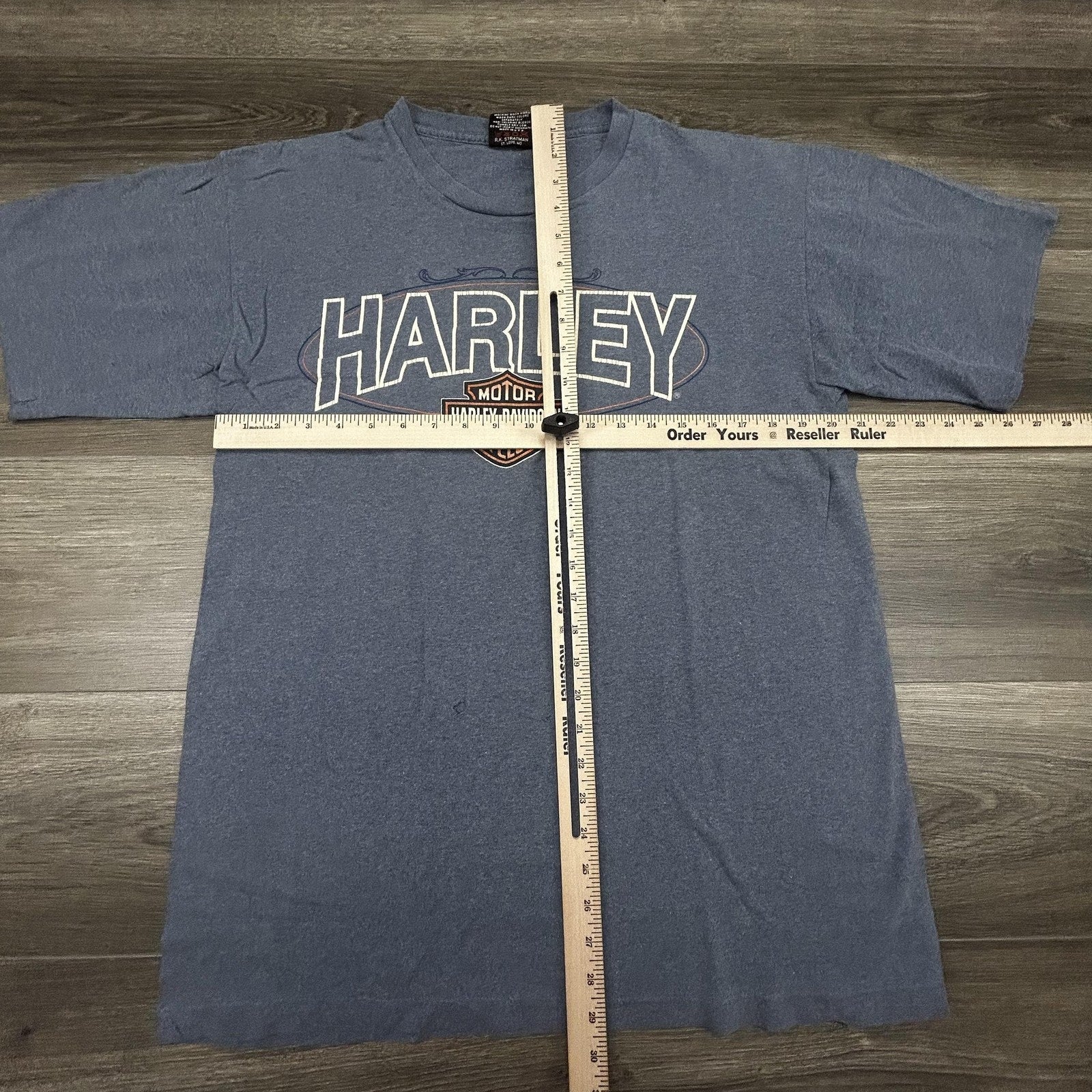 Vintage Harley Davidson Shirt Mens Large Blue Eagle Chrome SIngle Stitch 90s USA