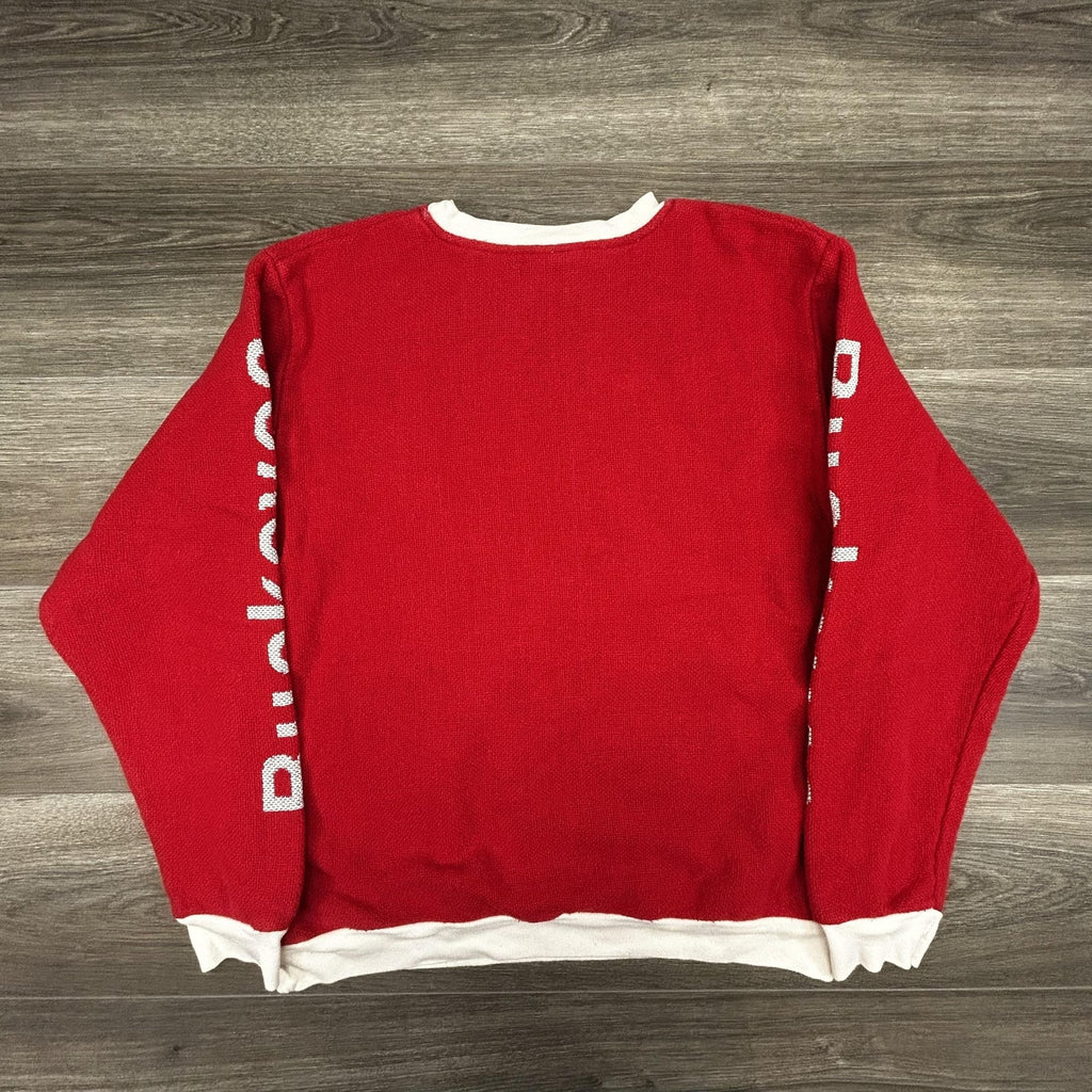 Vintage Ohio State Buckeyes Sweater Mens Large Red Knit NCAA Riddle Cockrell 90s