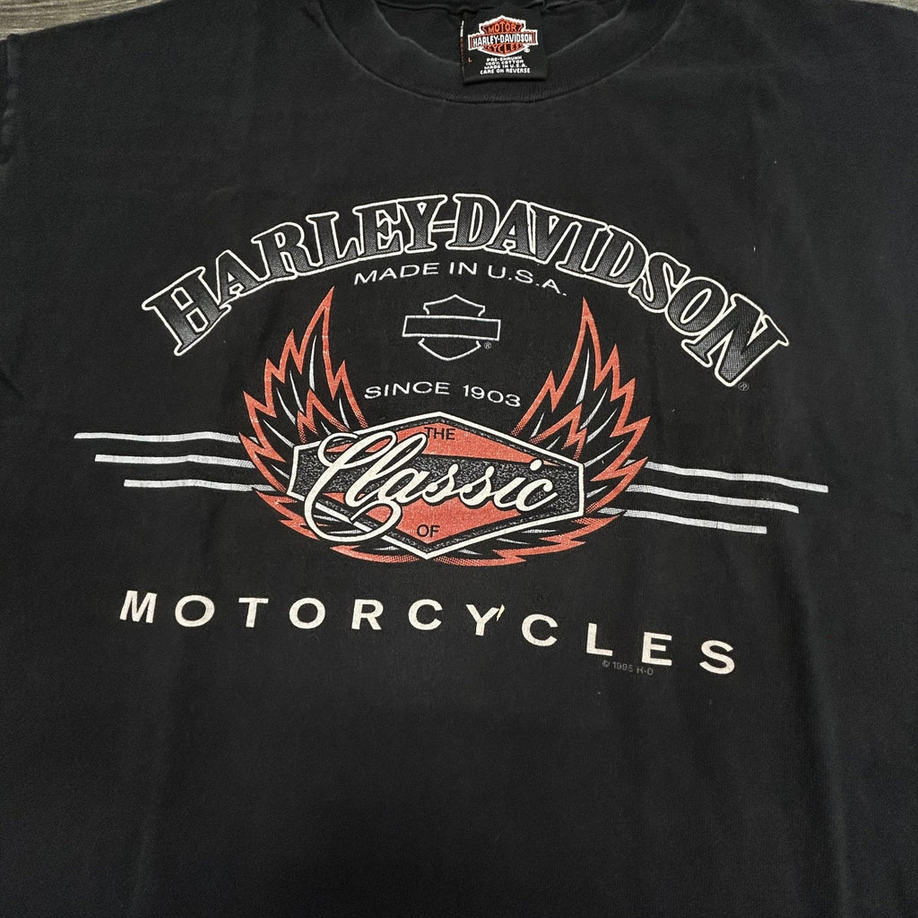 Vintage Harley Davidson Shirt Mens Large Black Midway Eagle Biker 1995 USA 90s