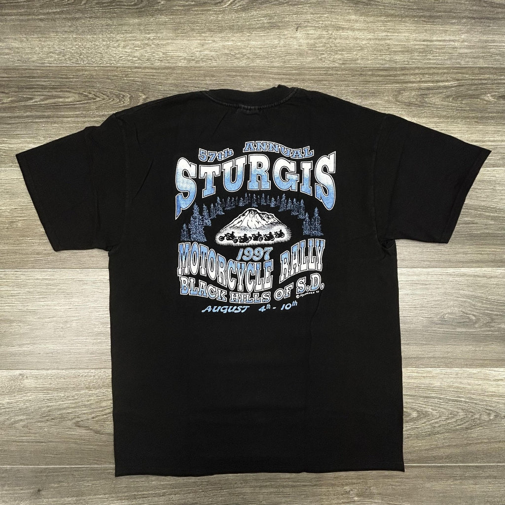 Vintage Sturgis Shirt Mens Large Black Single Stitch Eagle Motorcycle USA 1997