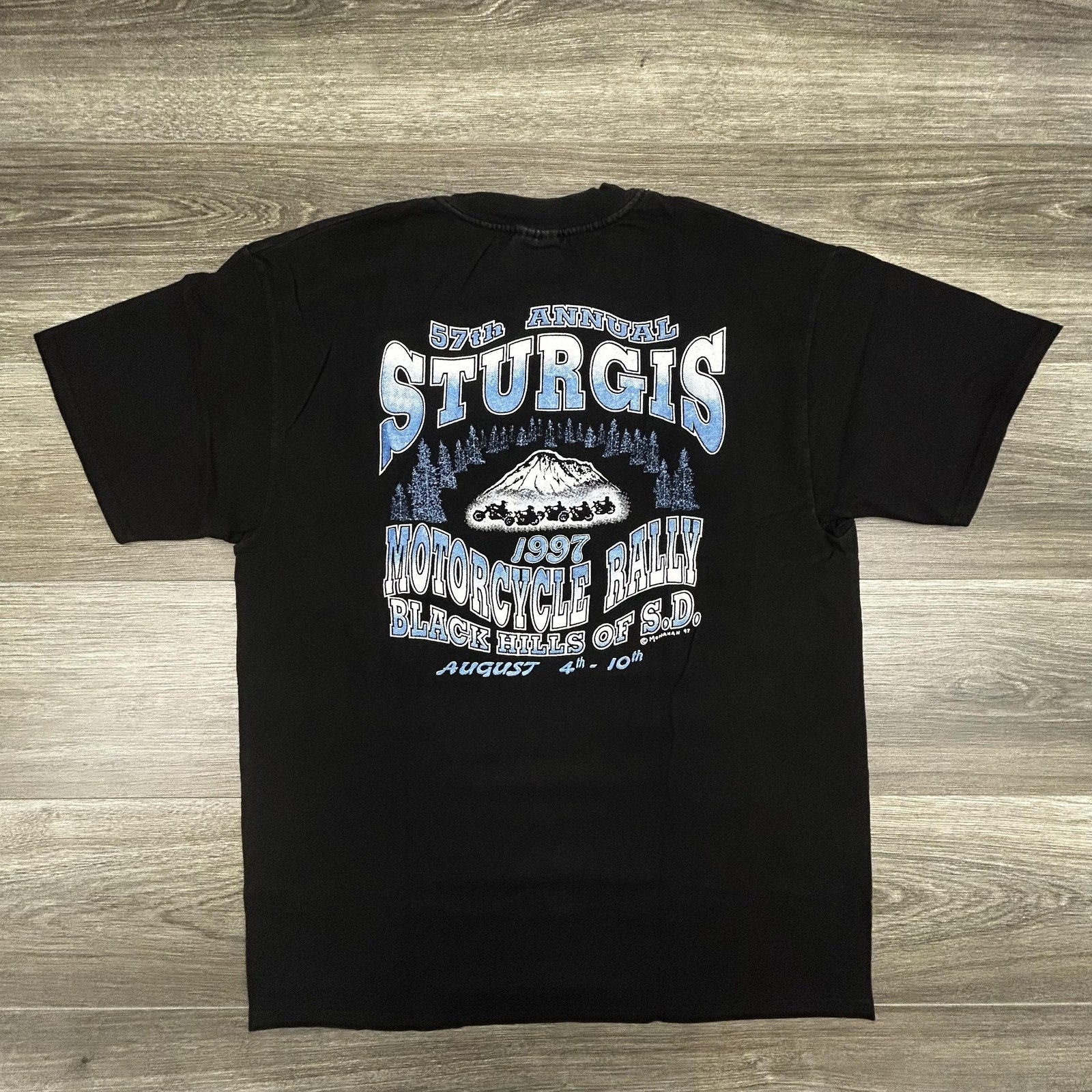 Vintage Sturgis Shirt Mens Large Black Single Stitch Eagle Motorcycle USA 1997