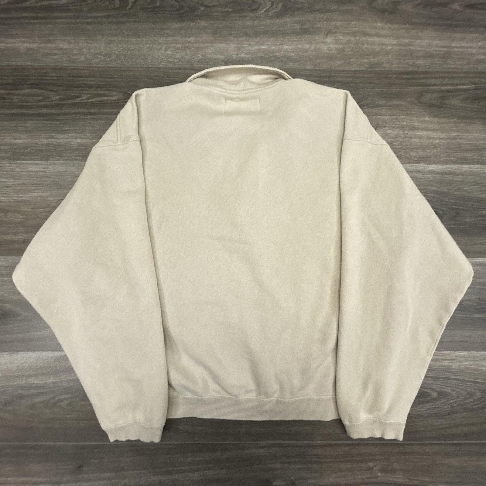 Vintage Reebok 1/4 Zip Pullover Sweatshirt Mens Large Beige Mock Neck 90s Jacket
