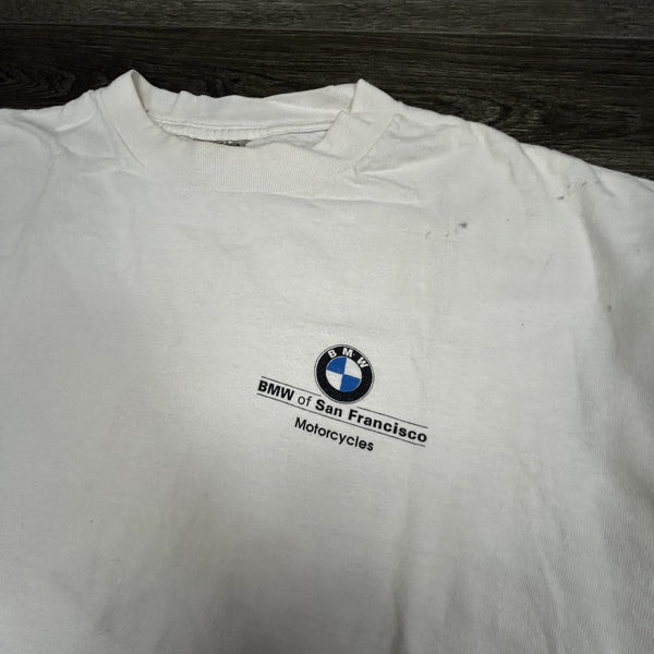 Vintage BMW Motorcycles Shirt Mens XL White San Francisco Dealer Racing 90s