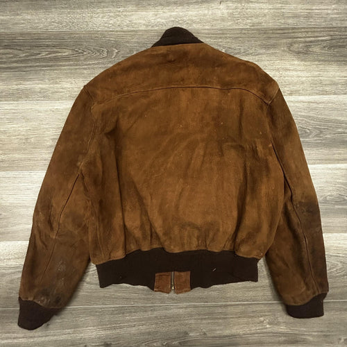 True Vintage 50s Hercules Suede Bomber Jacket Mens Medium Brown Sears Roebuck