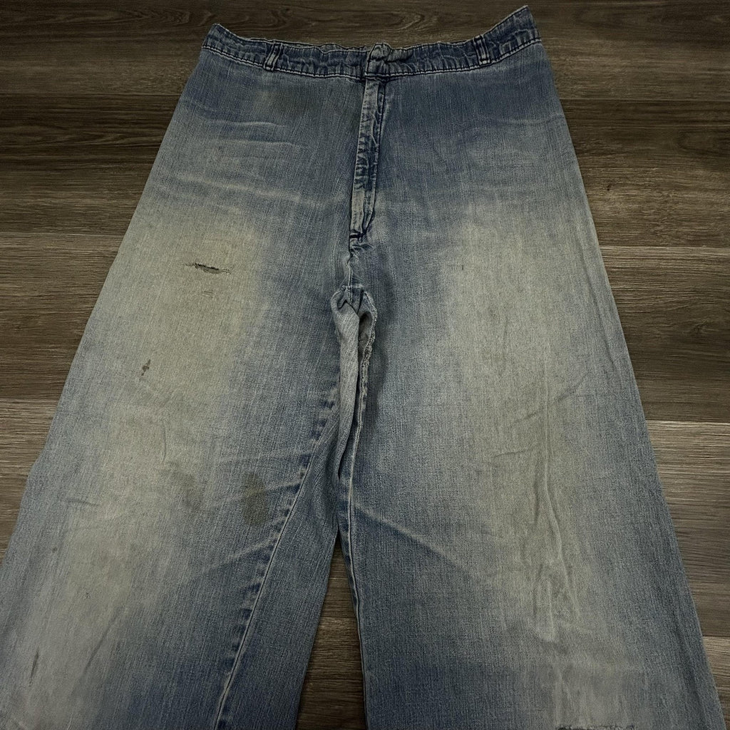 Vintage 70s Levis Jeans 32x32 Blue Wide Leg Flare Bell Bottom Talon Orange Tab