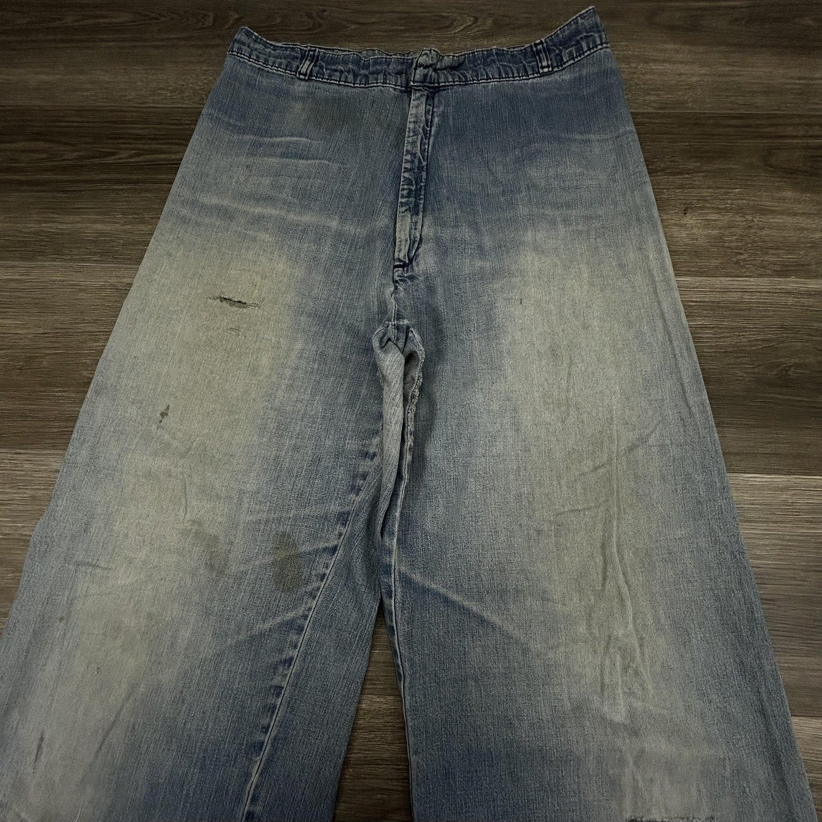 Vintage 70s Levis Jeans 32x32 Blue Wide Leg Flare Bell Bottom Talon Orange Tab