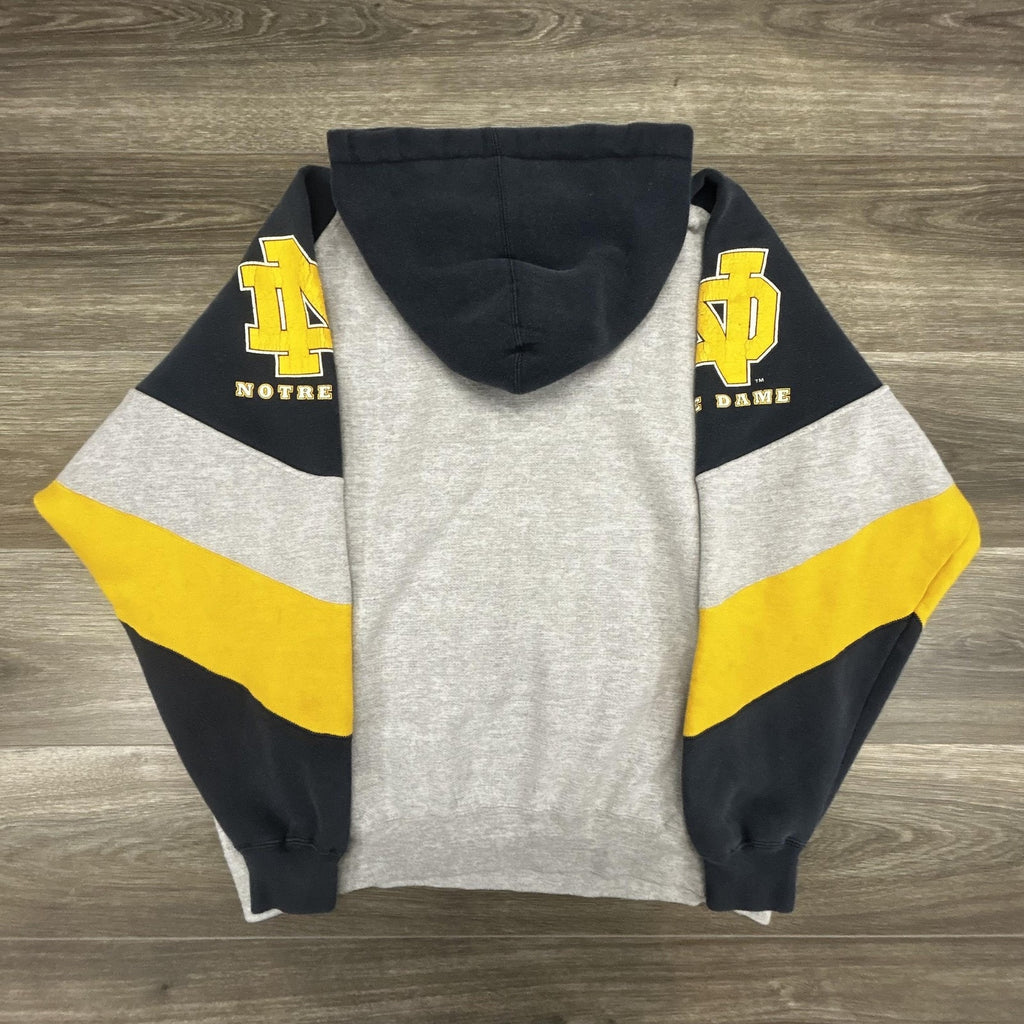Vintage Notre Dame Fighting Irish Hoodie Mens XL Gray Football Sweatshirt 90s