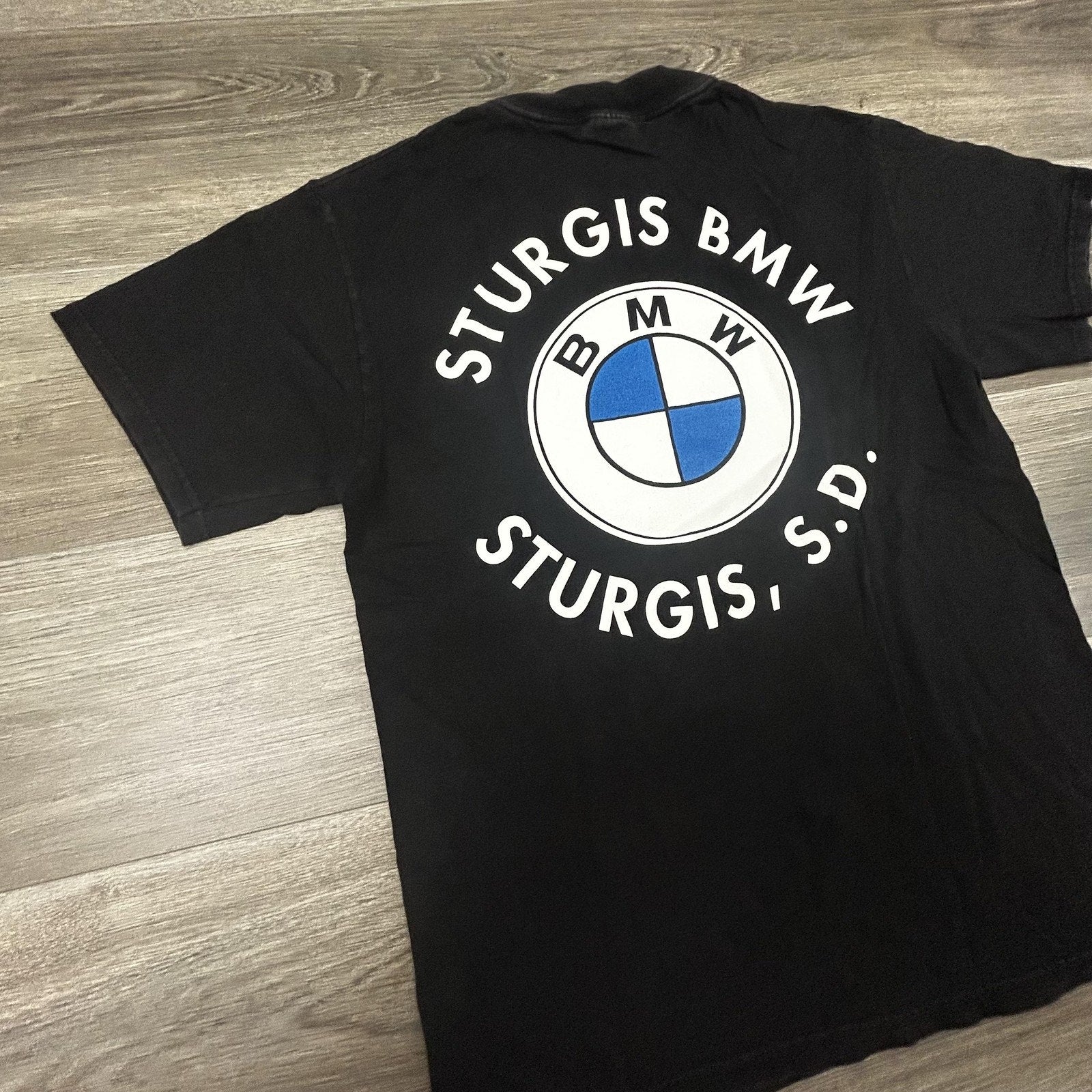 Vintage BMW Motorcycle Shirt Mens Medium Black Sturgis Racing Beamer 90s