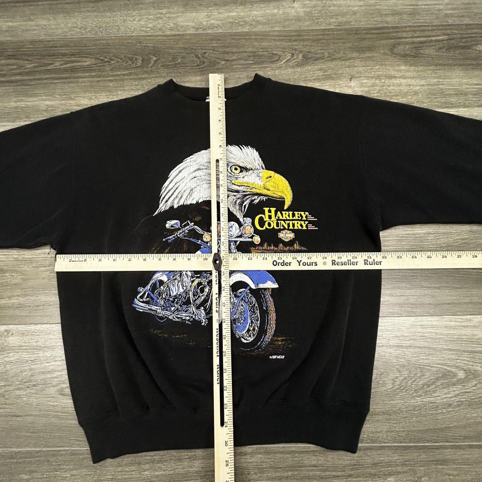 Vintage Harley Davidson Sweatshirt Mens Large Black Eagle Motorcycle Country 90s