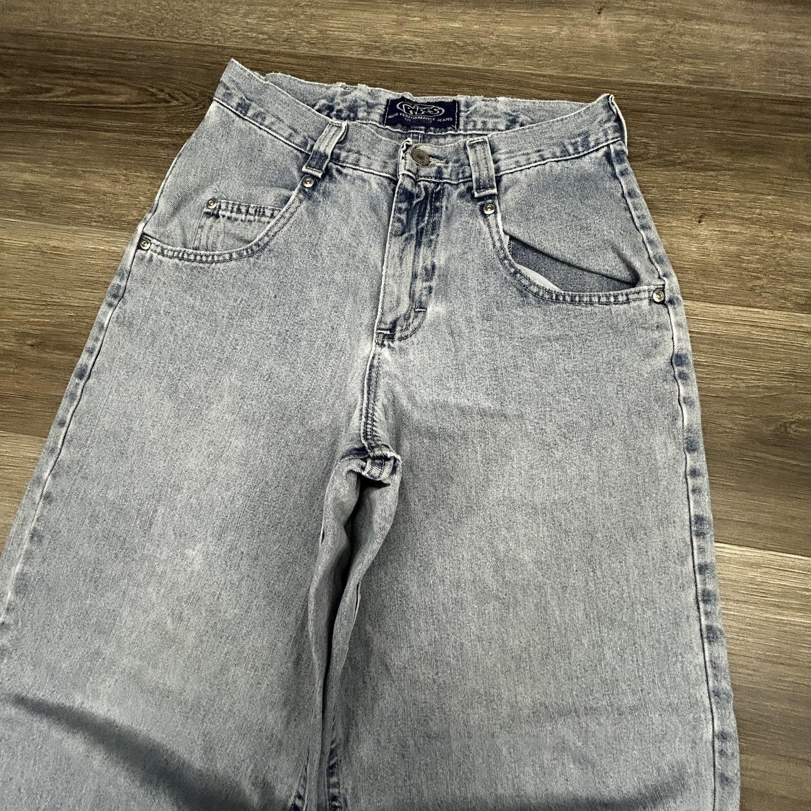 Vintage Lee Pipes Jeans Mens 28x29 Light Wash Wide Leg Baggy Rave JNCO Y2K