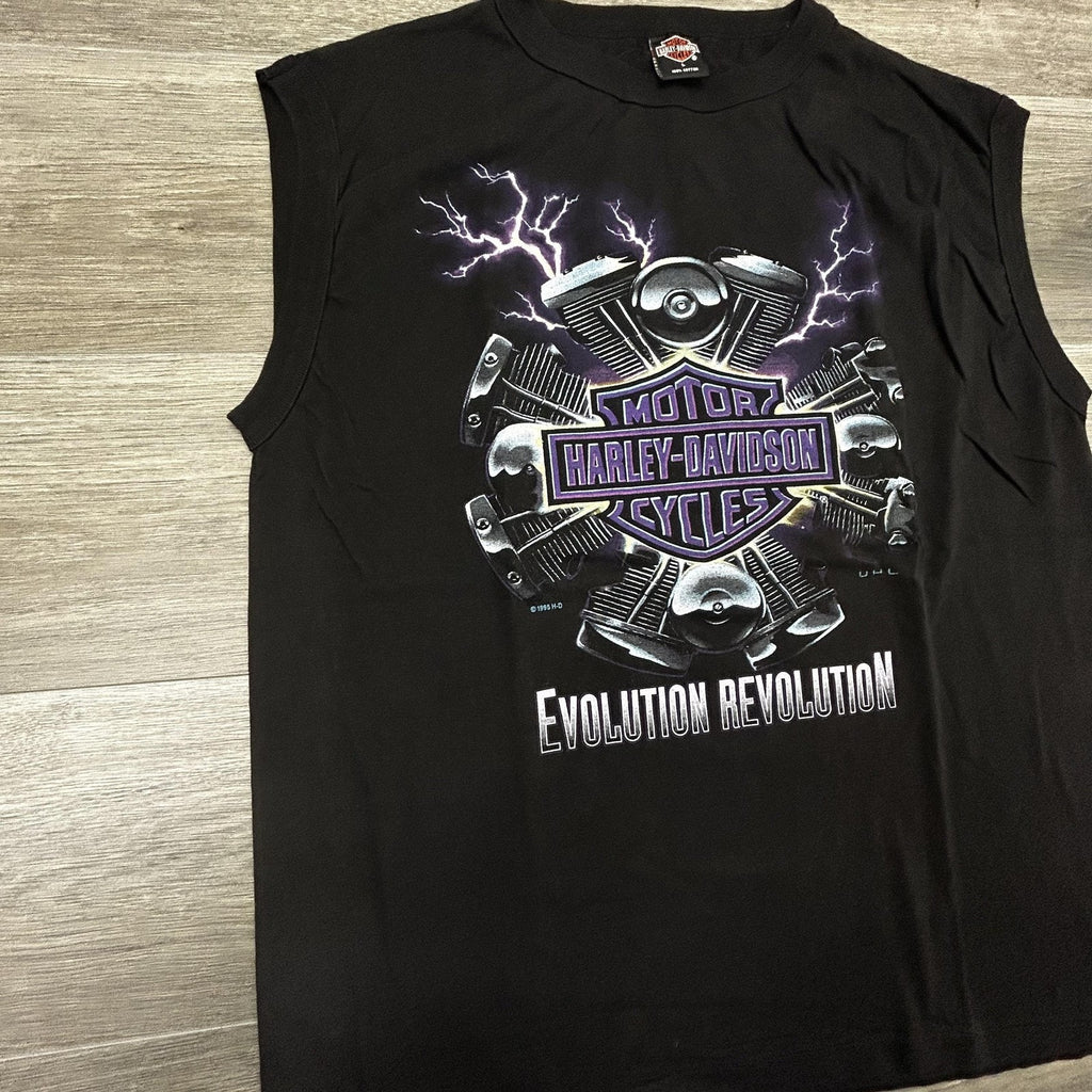 Vintage Harley Davidson Sleeveless Shirt Mens Large Purple Electric Engine 1995