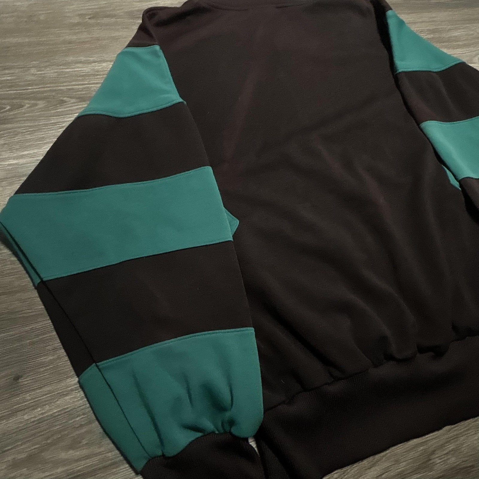 Vintage Adidas Sweatshirt Mens 2XL Black Teal 1/4 Zip Striped Center Logo 90s