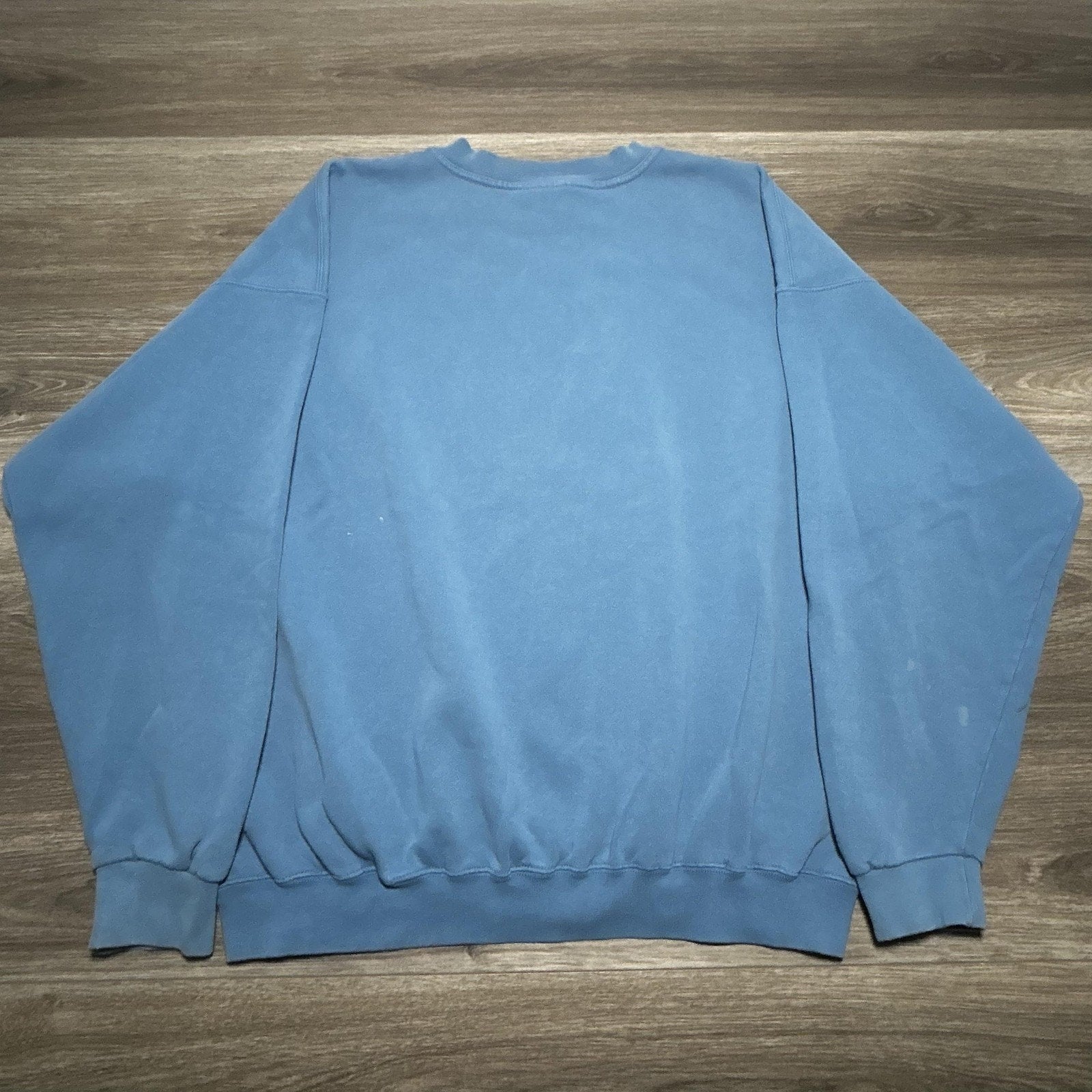 Vintage Nike Sweatshirt Mens 2XL Light Blue Spellout Center Swoosh 90s Made USA