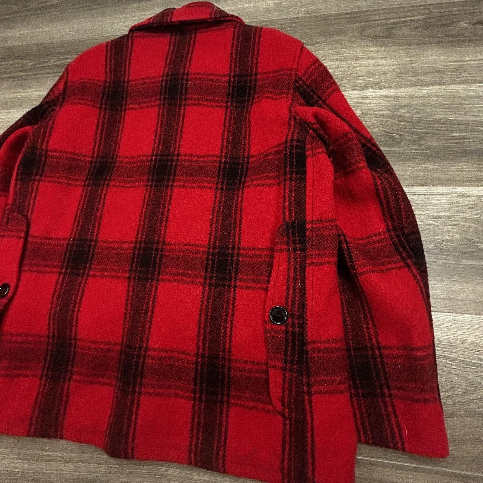 Vintage 50s Monterey Club Wool Coat Mens 40 buffalo Plaid Hunting Mackinaw USA