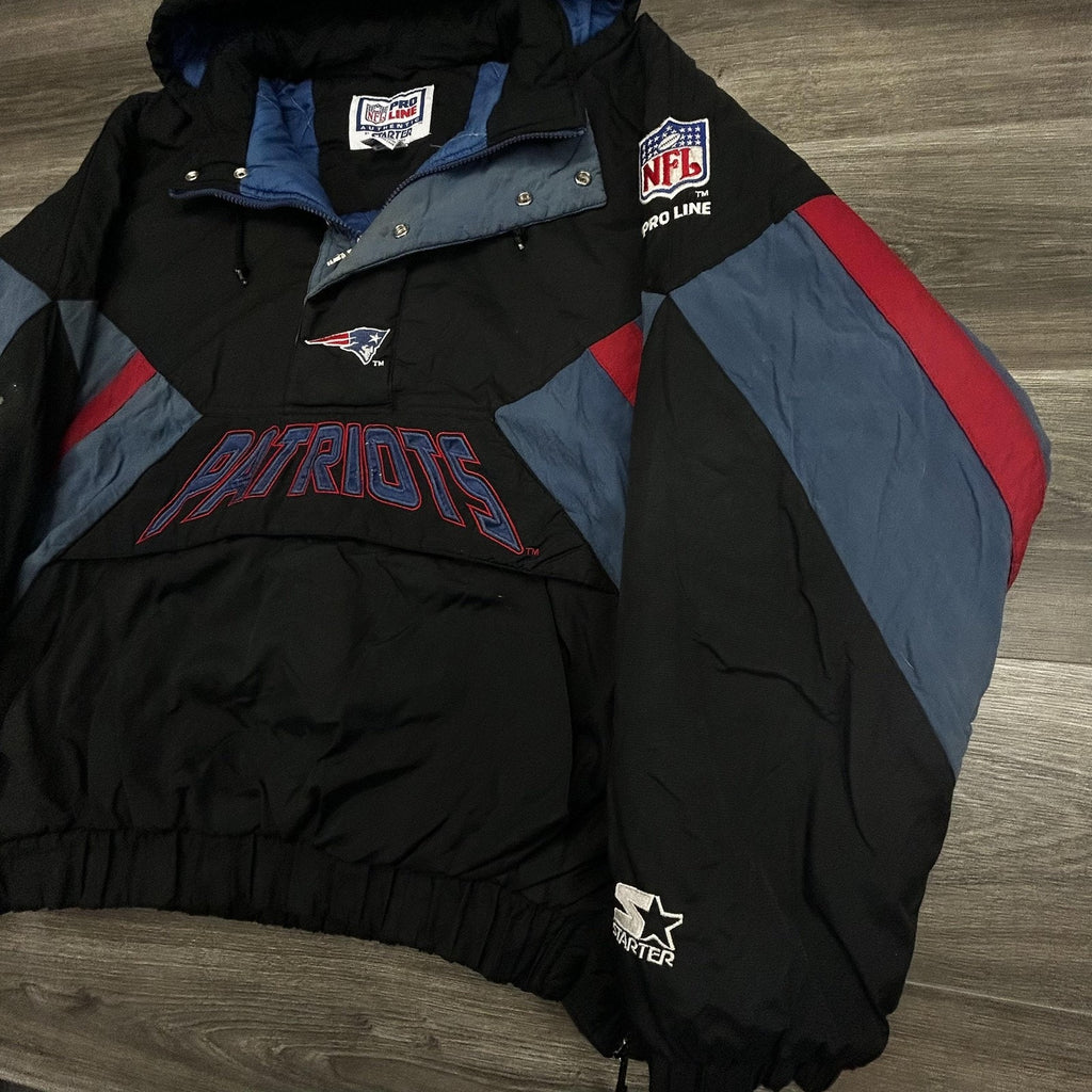Vintage Starter New England Patriots Jacket Mens XL Black NFL Football 90s RARE