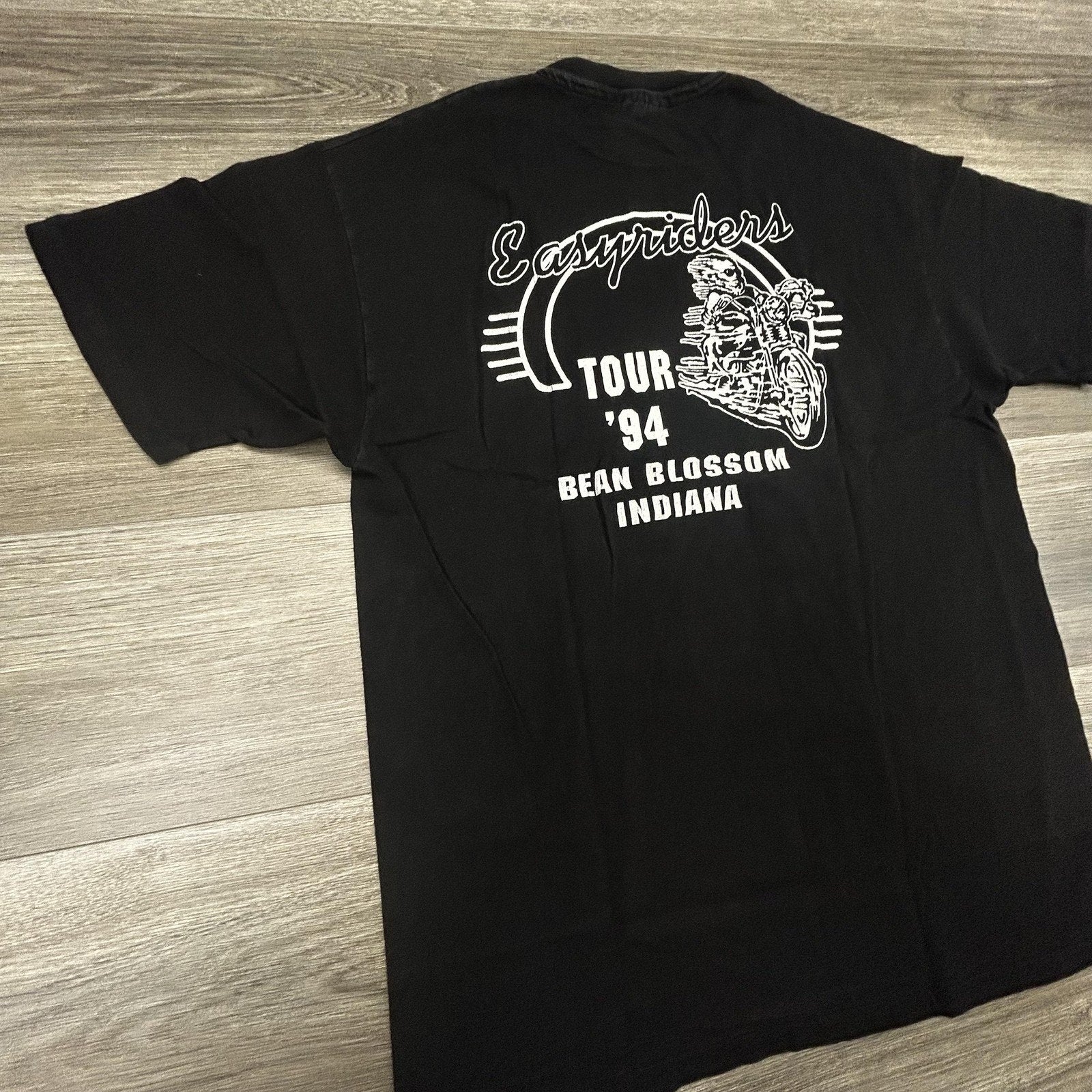 Vintage Easyriders Shirt Mens Large Black Faded Single Stitch Biker 90s USA 1994