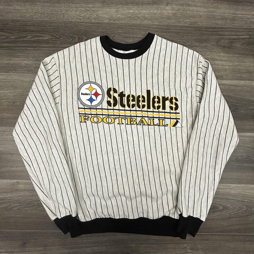 Vintage Pittsburgh Steelers Sweatshirt Mens Large Gray NFL Football Majestic USA