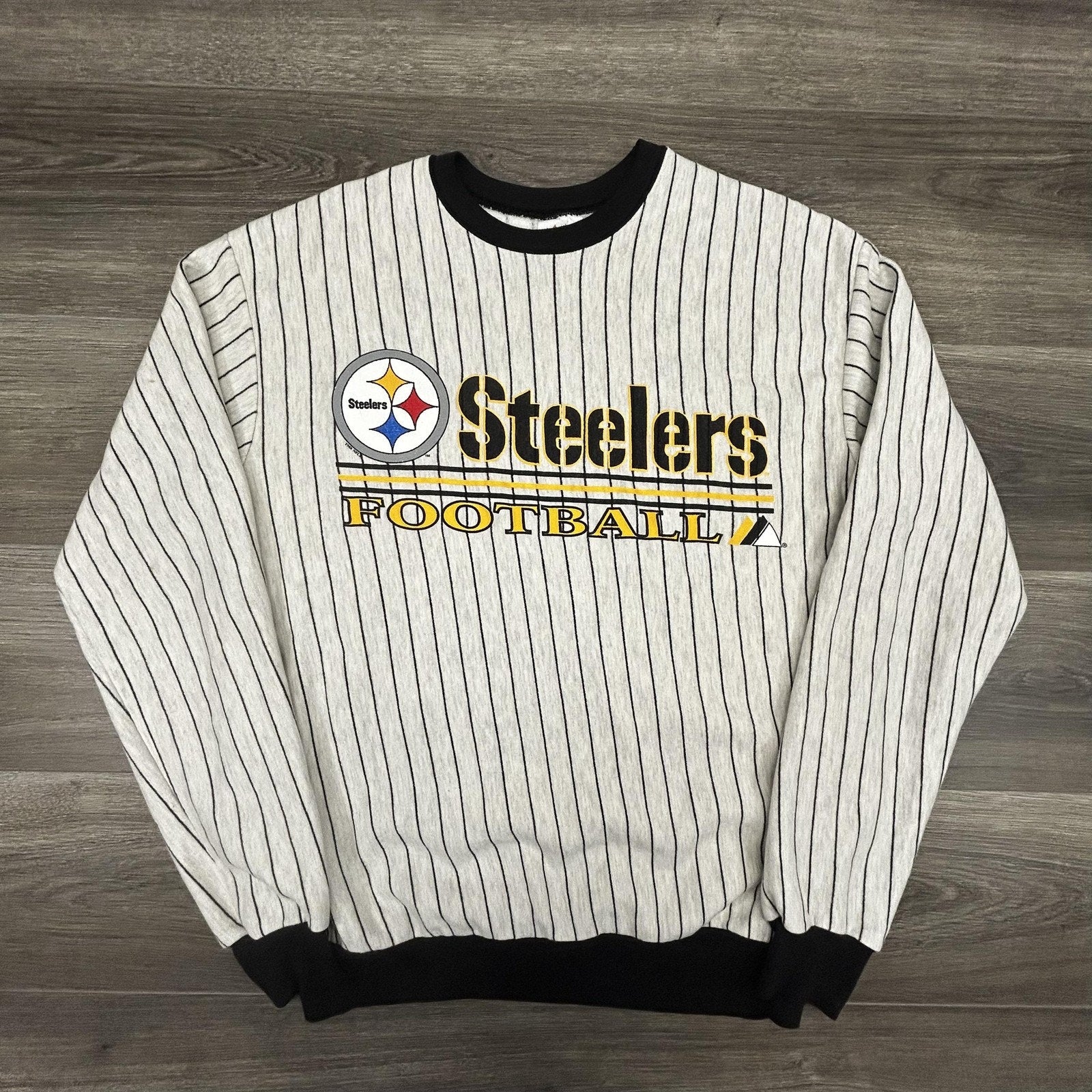 Vintage Pittsburgh Steelers Sweatshirt Mens Large Gray NFL Football Majestic USA