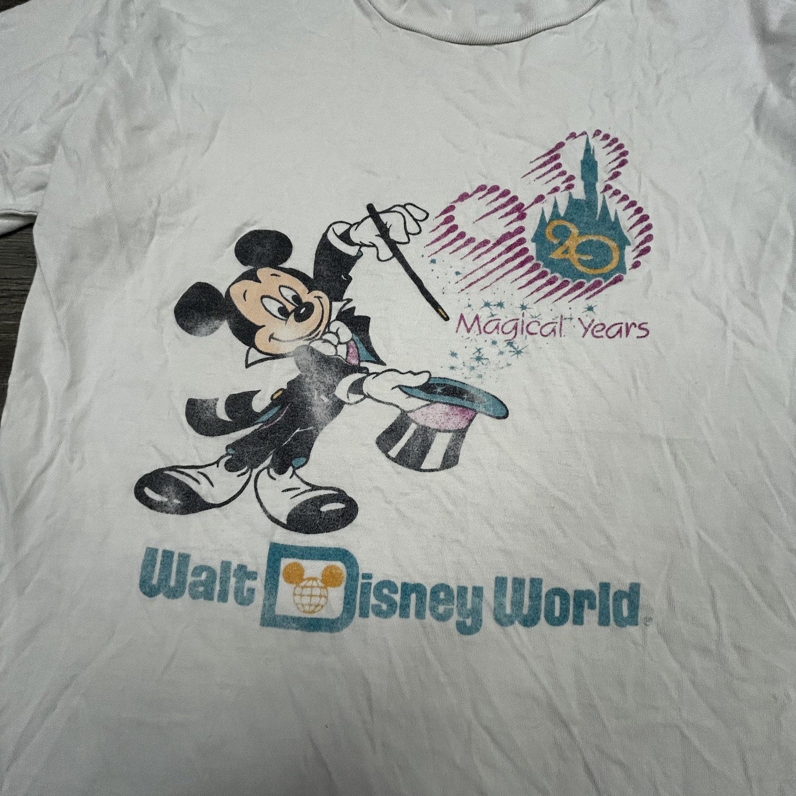 Vintage 80s Disney Mickey Mouse Shirt Mens Medium White 20 Magical Years USA