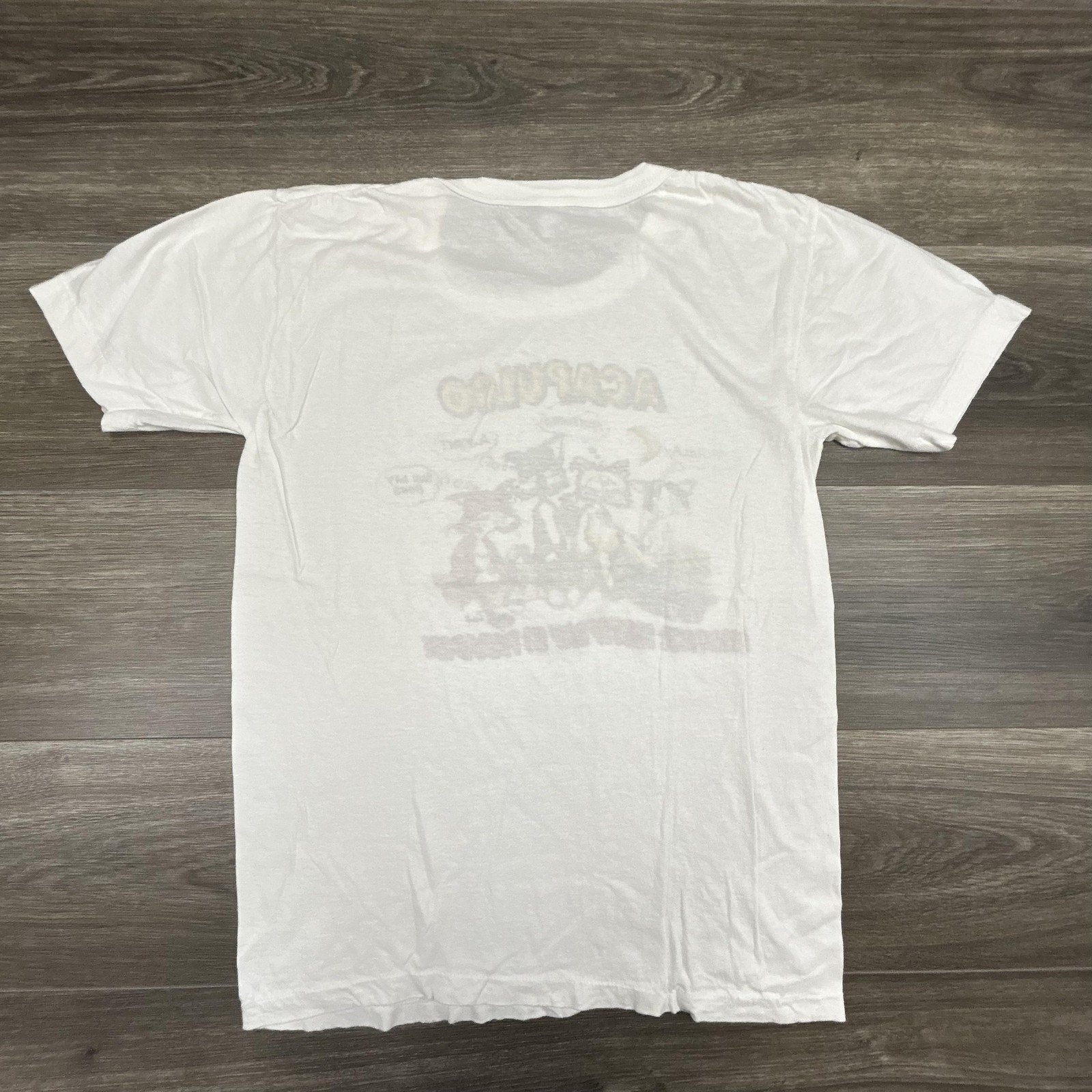 Vintage 70s Weed Shirt Mens Small White Single Stitch Drinking Cannabis Funny