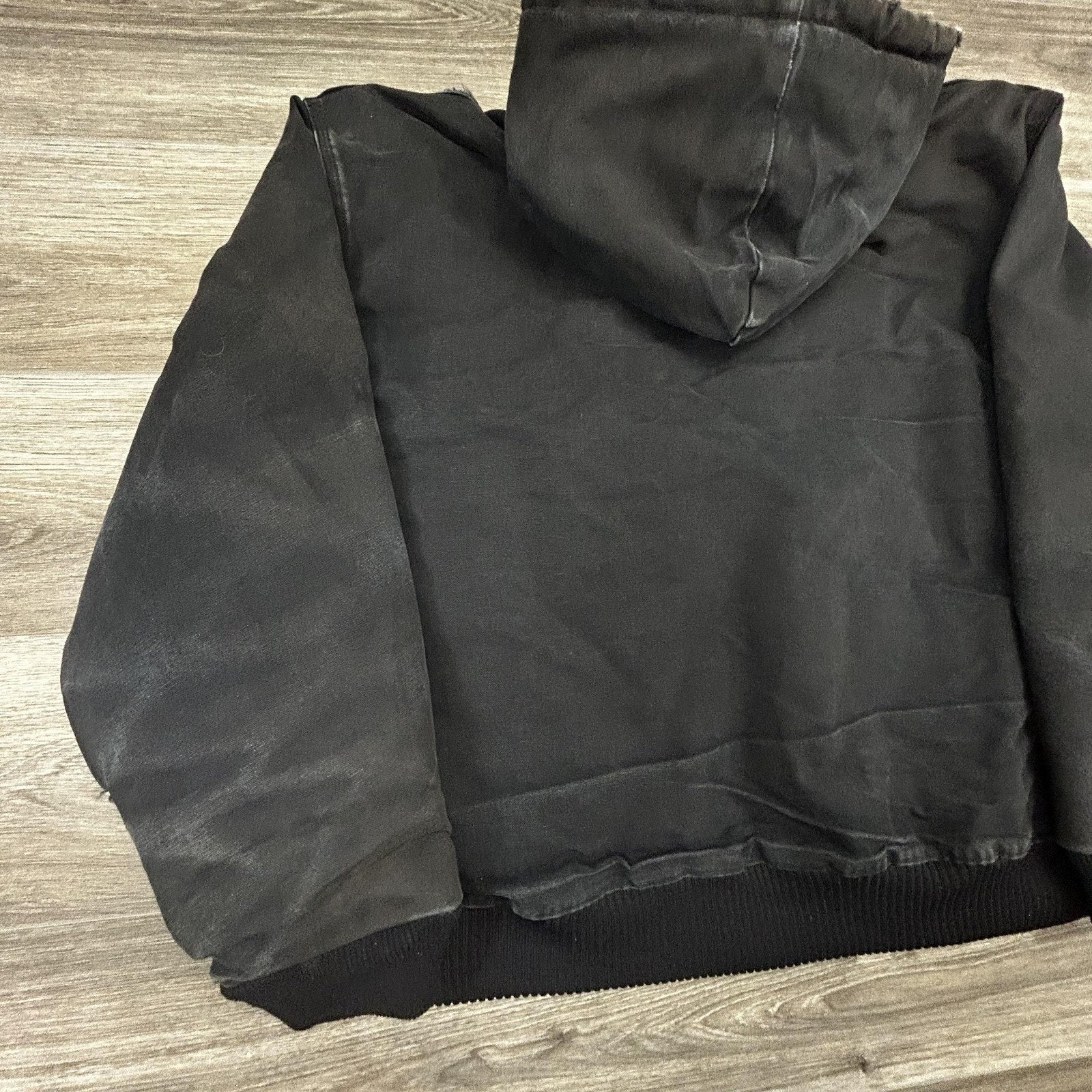 Vintage Carhartt Jacket Mens 2XL Black Hooded Canvas Faded Thrashed J04 BLK 90s