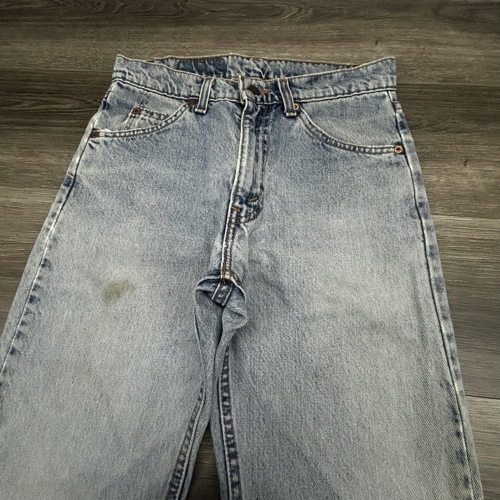 Vintage Levi's 505 Jeans Mens 30x28 Light Wash Straight Leg Orange Tab USA 90s