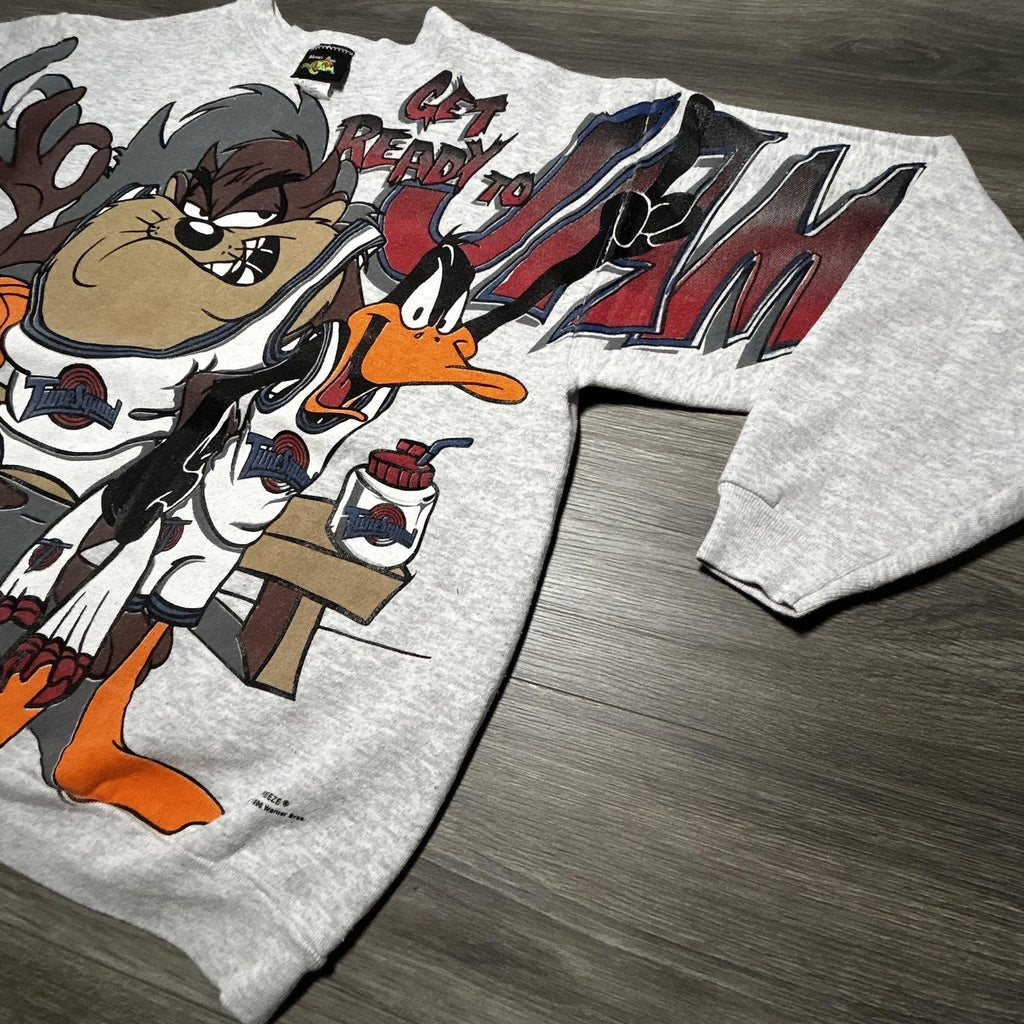 Vintage Space Jam Looney Tunes Sweatshirt Mens Medium Daffy Taz Jordan 90s USA