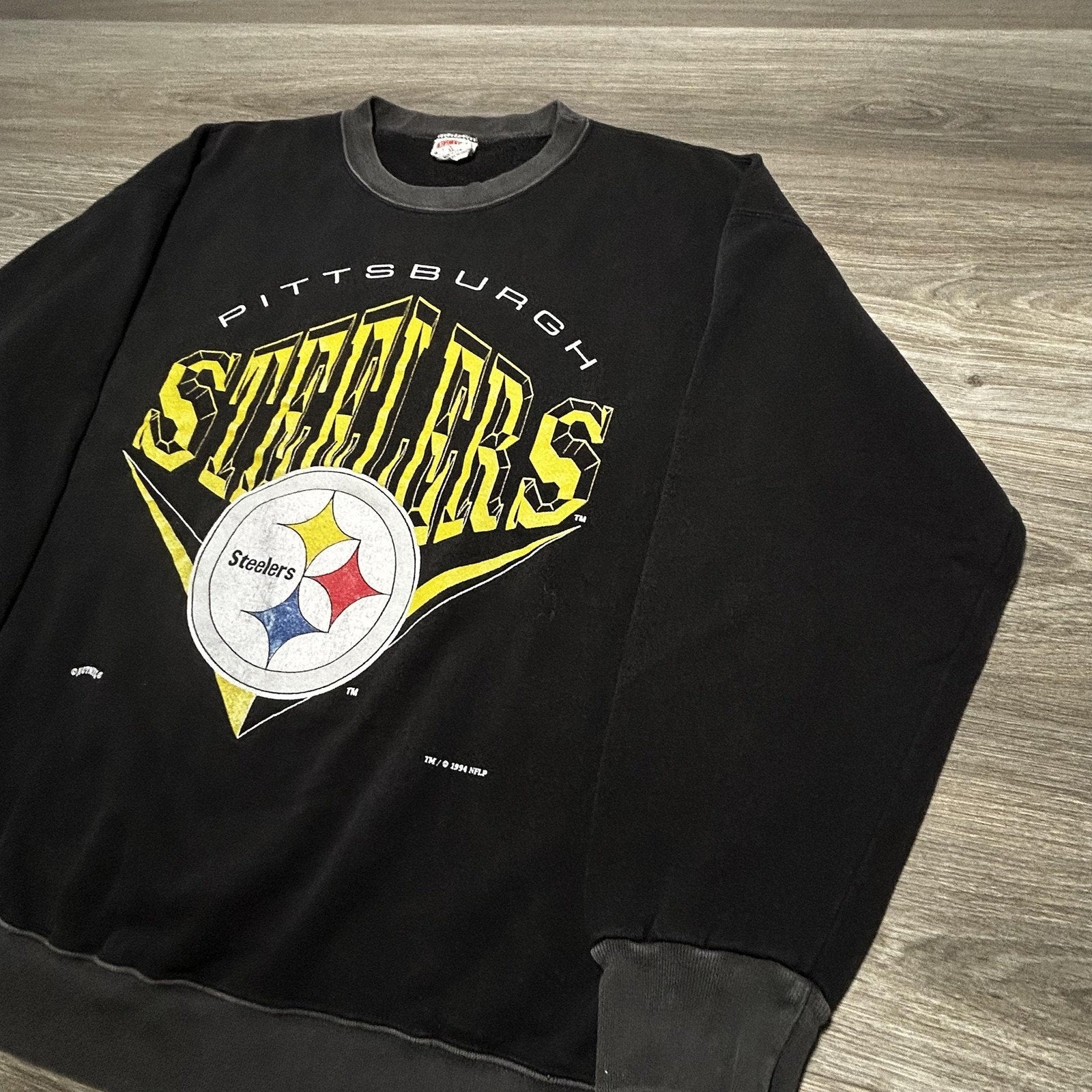 Vintage Pittsburgh Steelers Sweatshirt Mens XL Black NFL Football Nutmeg 90s USA