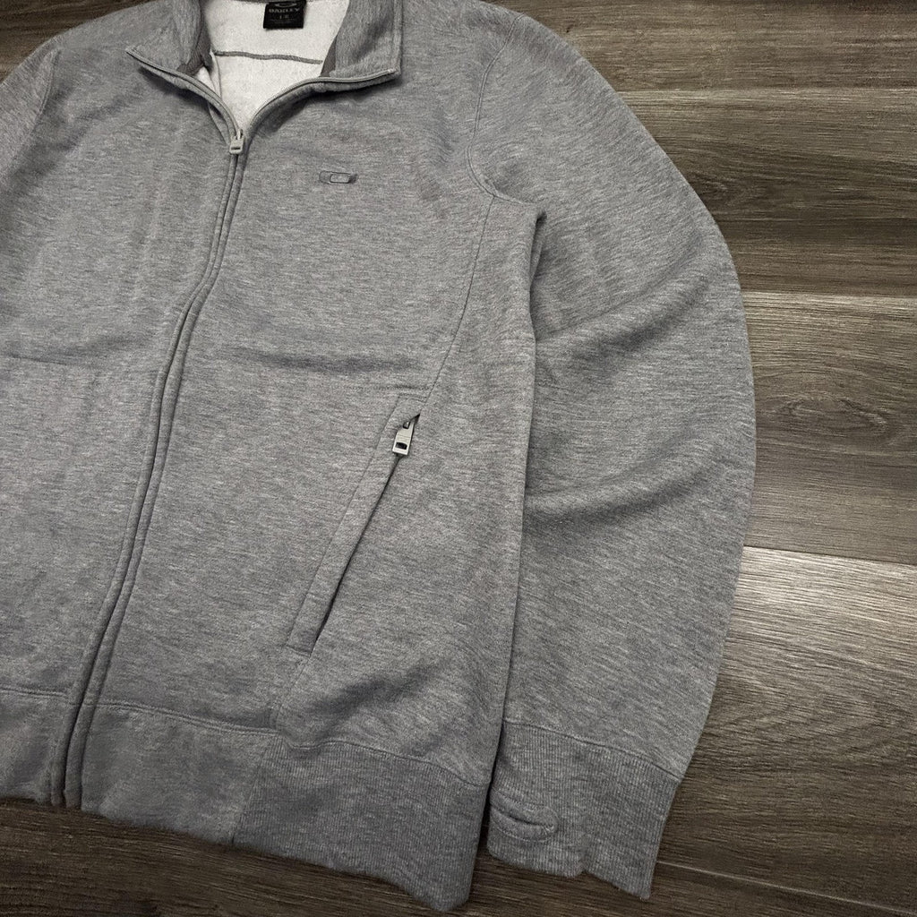 Oakley Sweatshirt Mens Large Gray Full Zip Fleece High Neck Logo Pockets Gorp