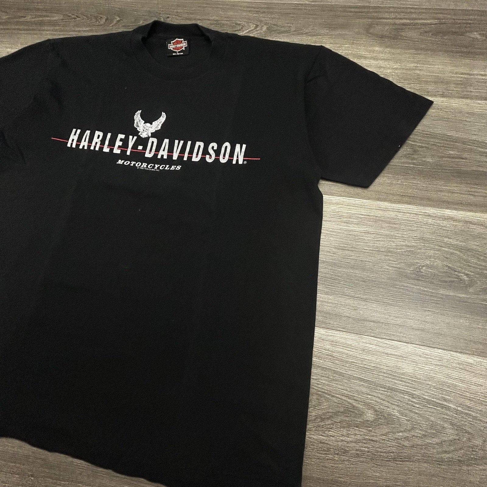 Vintage Harley Davidson Shirt Mens Large Black Black Hills Single Stitch 90s USA