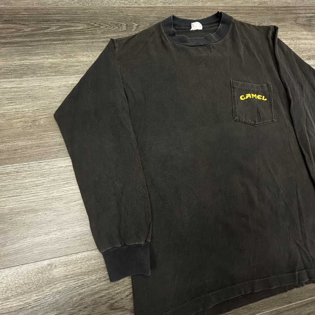 Vintage Camel Shirt Mens Large Black Camel Joe Biker Born To Be Smooth 1992 USA
