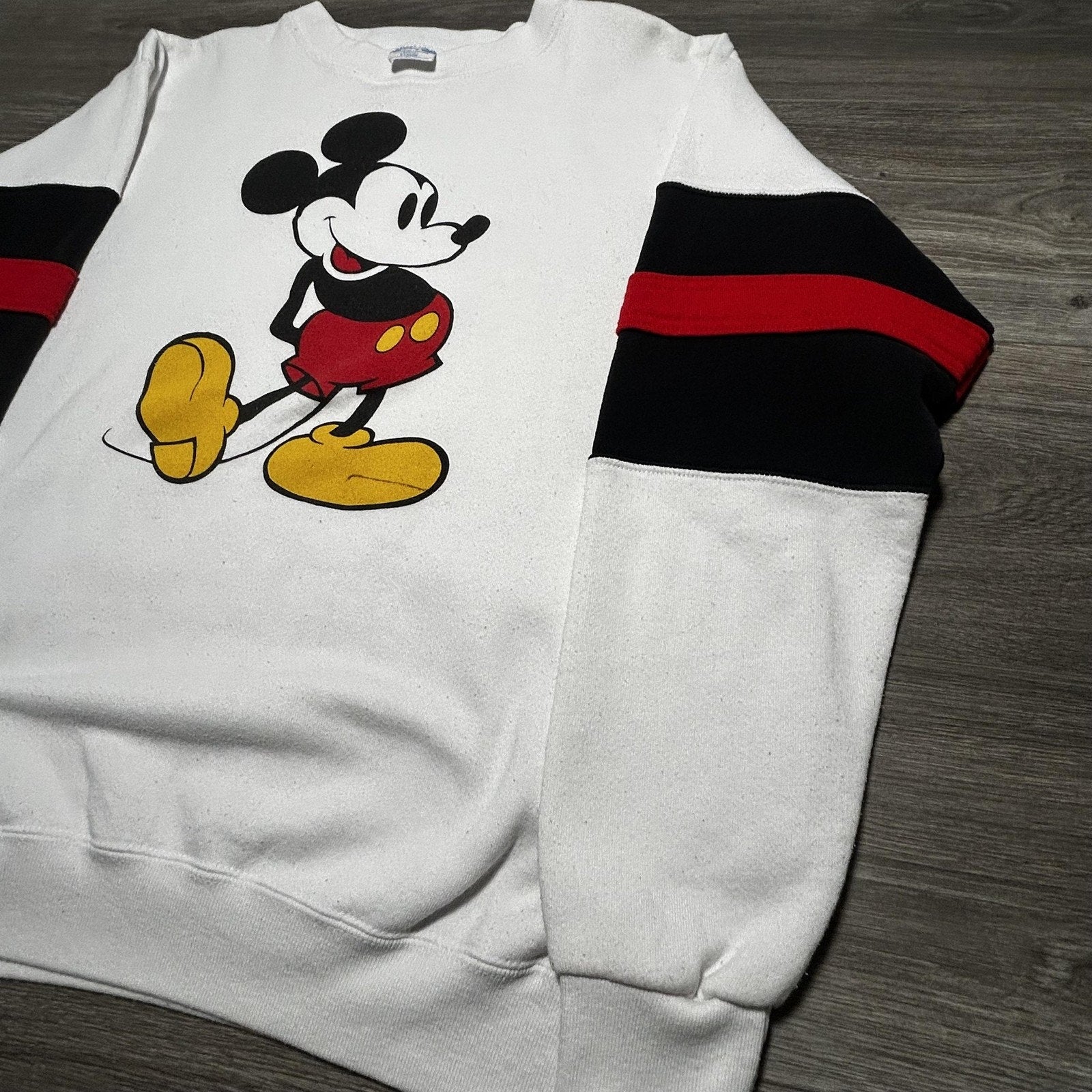 Vintage Disney Mickey Mouse Sweatshirt Mens XL White Graphic Rugby 90s Made USA
