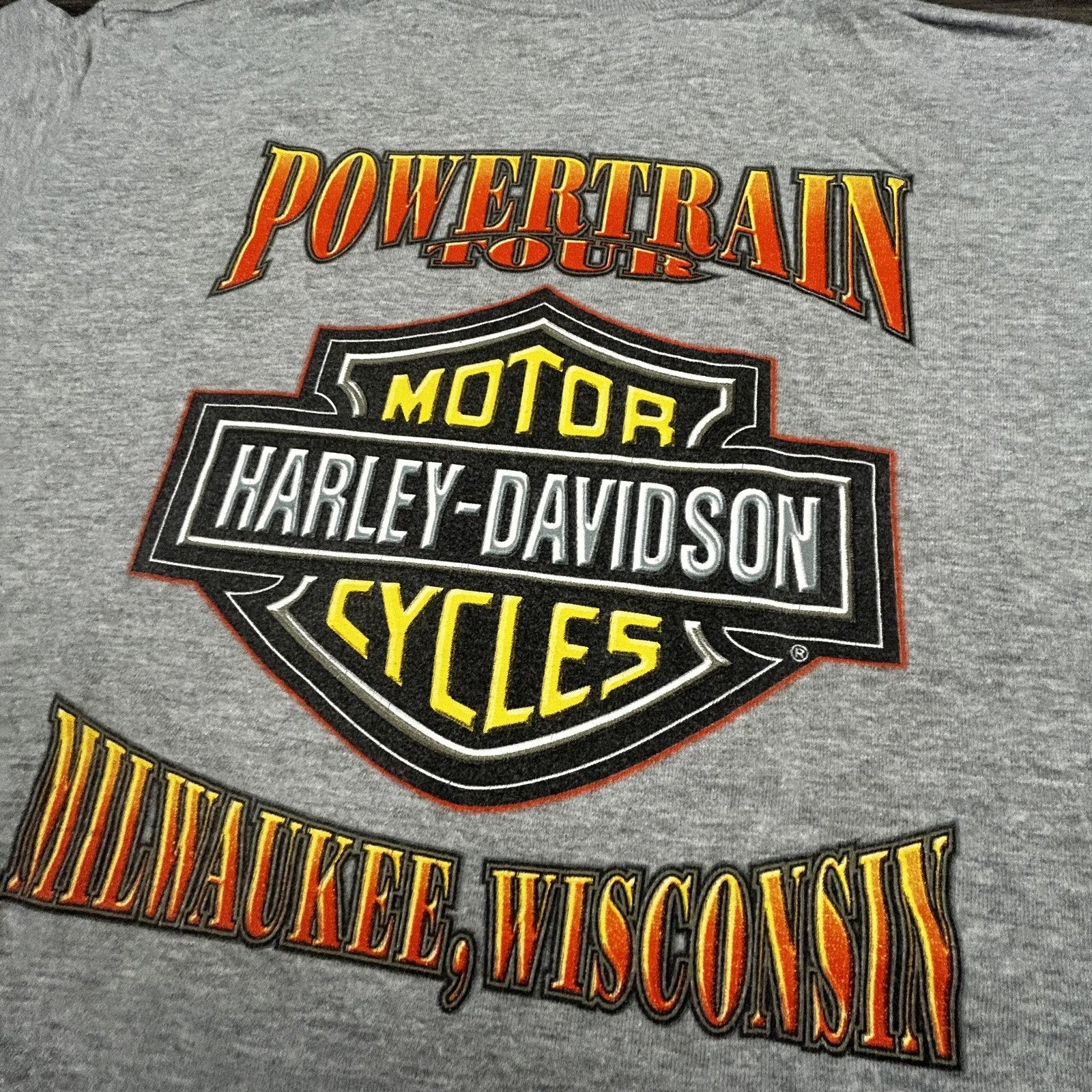 Vintage Harley Davidson Shirt Mens Large Gray Eagle Powertrain Tour 1999 USA 90s