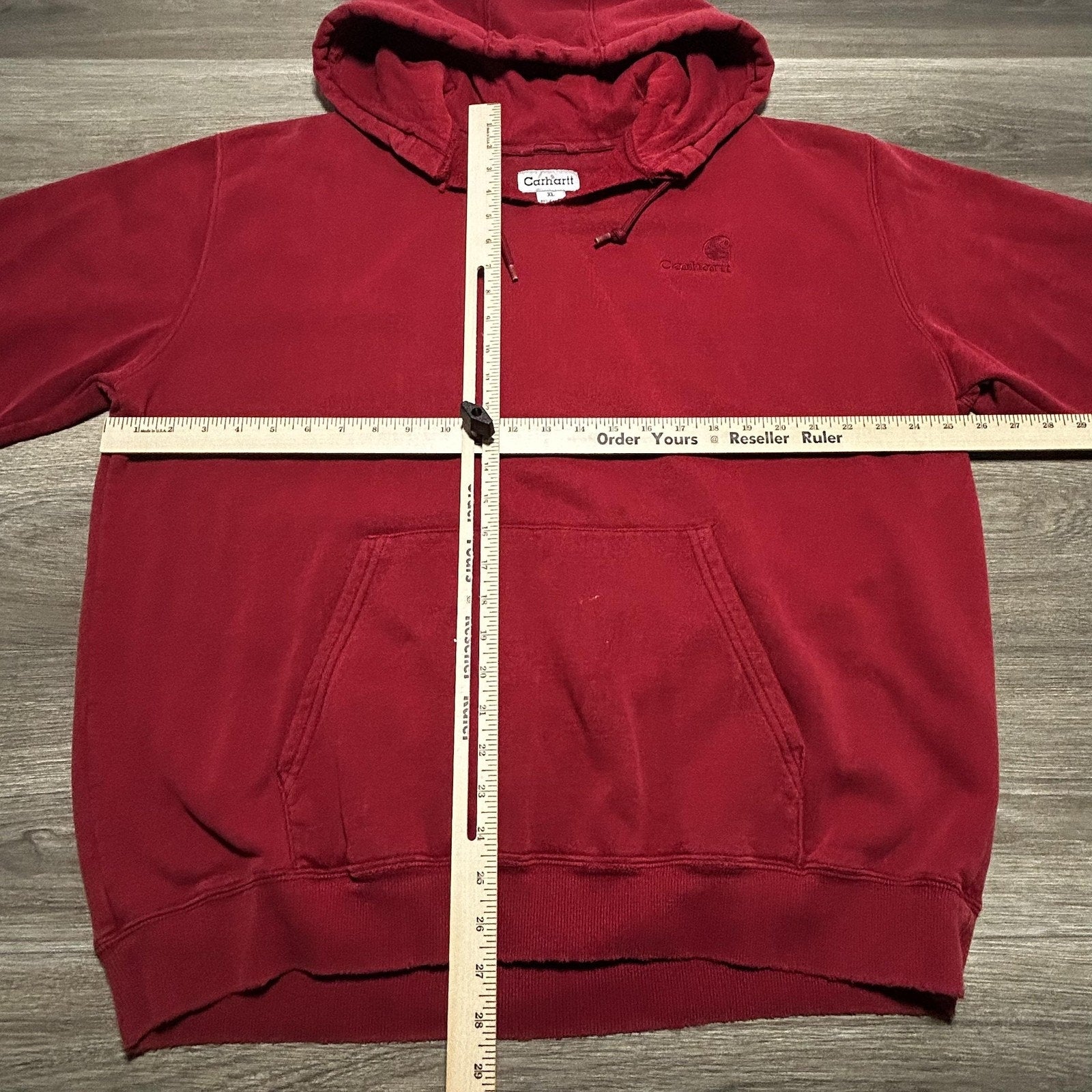 Vintage Carhartt Hoodie Mens XL Red Embroidered Logo Faded Skater K184 Y2K