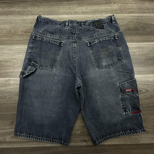 Ecko Cargo Shorts Mens 38 Blue Dark Wash Relaxed Baggy Fit 14" Inseam Y2K