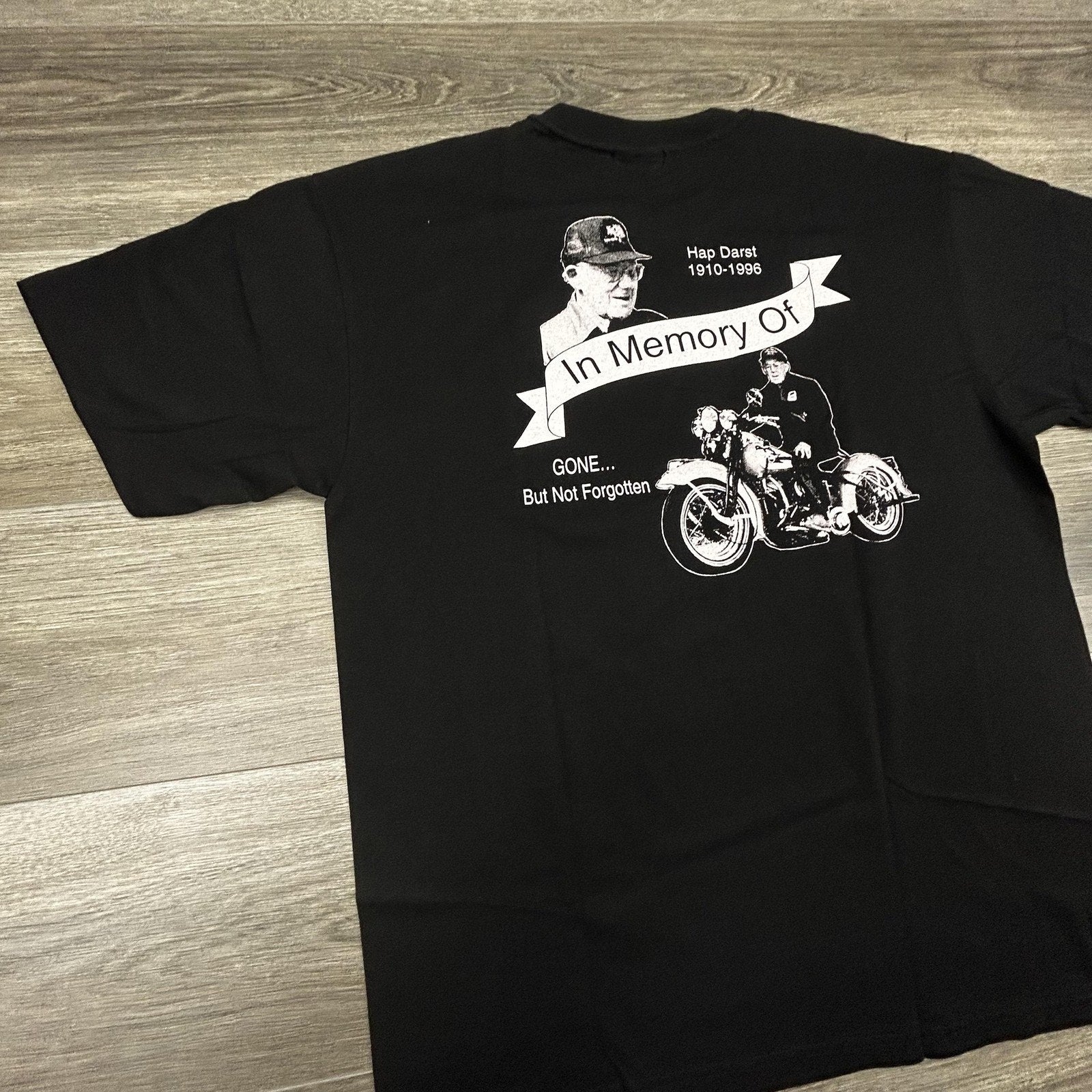 Vintage Biker Shirt Mens Large Black Abate Motorcycle Single Stitch Made USA 90s