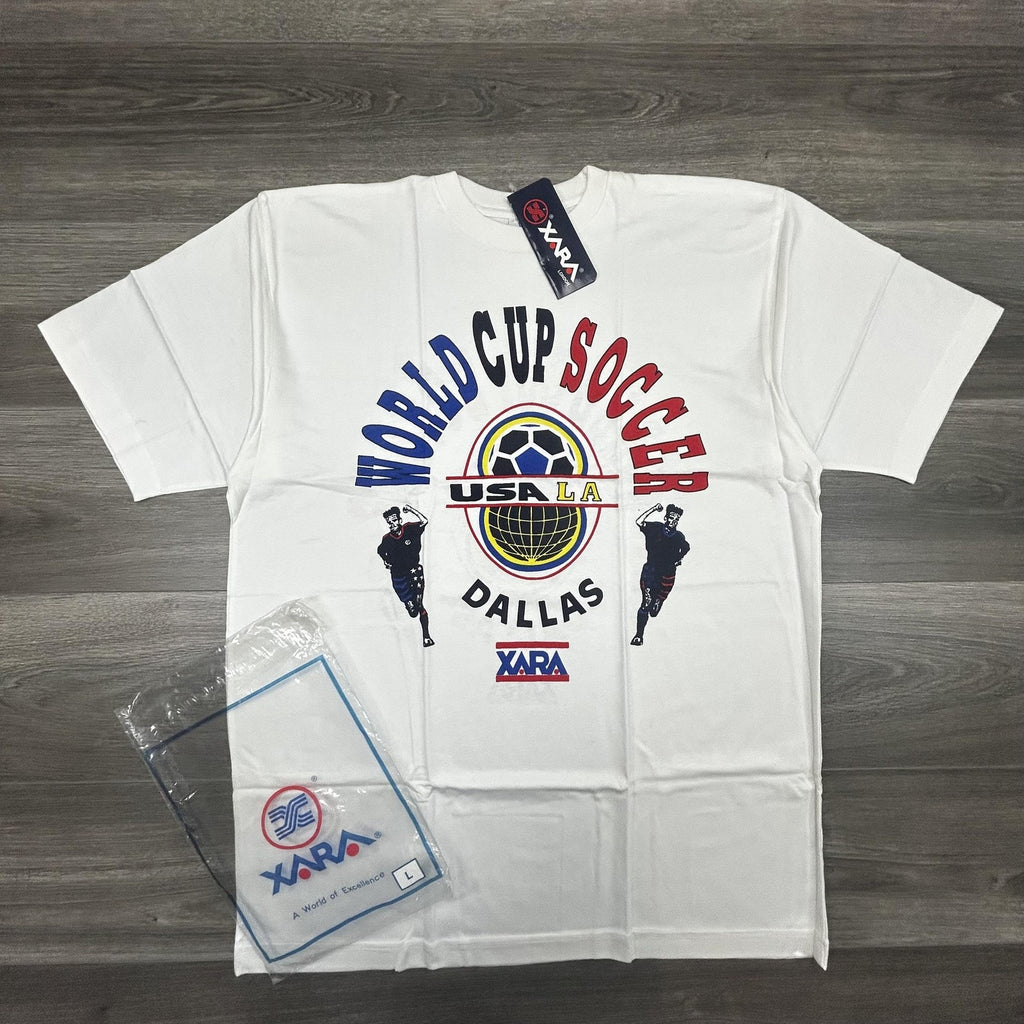 Vintage World Cup Shirt Mens Large White Dallas LA XARA Soccer Deadstock USA 90s