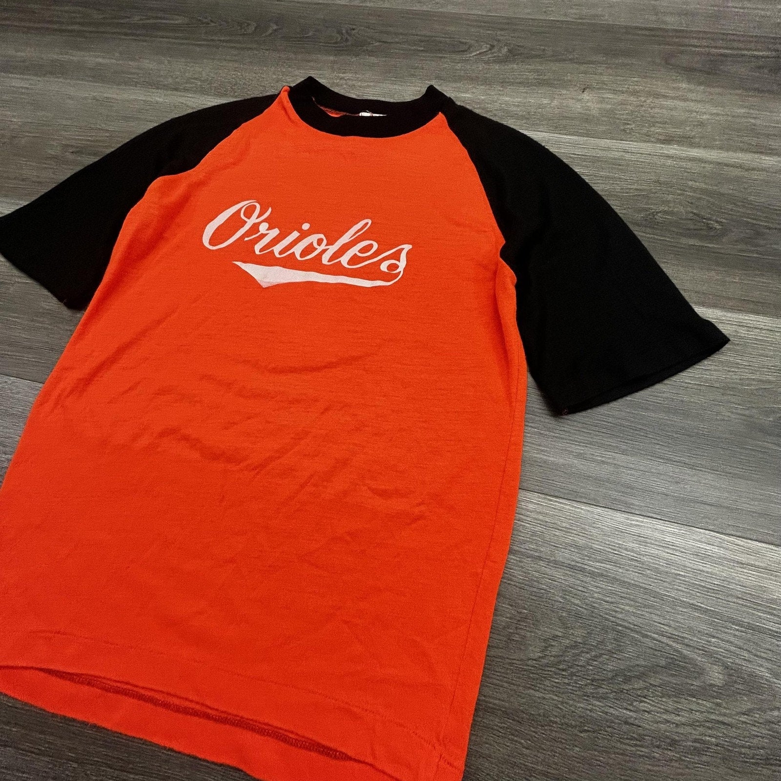 Vintage 60s Baltimore Orioles Shirt Mens Small Orange MLB Baseball Raglan USA