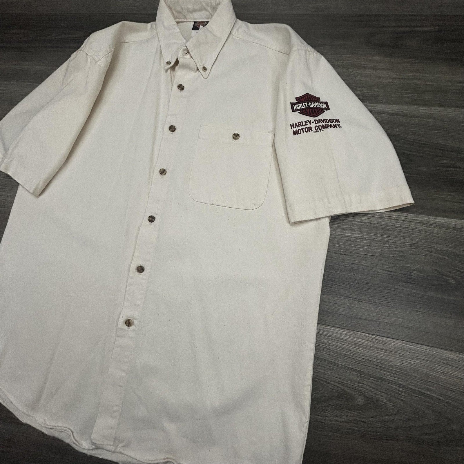 Vintage Harley Davidson Shirt Mens Medium White Sturgis 1997 Biker Short Sleeve