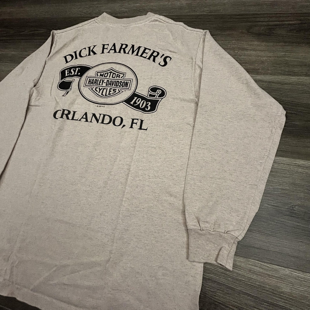 Vintage Harley Davidson Shirt Mens Large Long Sleeve Wolf Eagle 90s 1995 USA