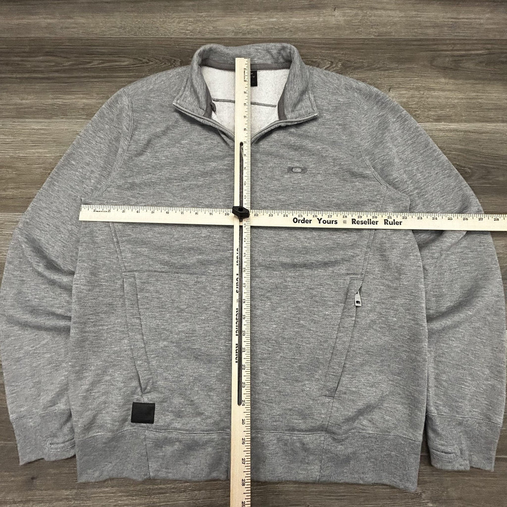 Oakley Sweatshirt Mens Large Gray Full Zip Fleece High Neck Logo Pockets Gorp