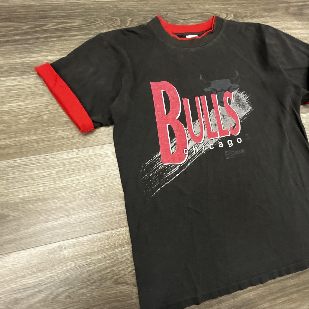 Vintage Chicago Bulls Shirt Mens Large Black NBA Double Sleeve Salem Graphic 90s