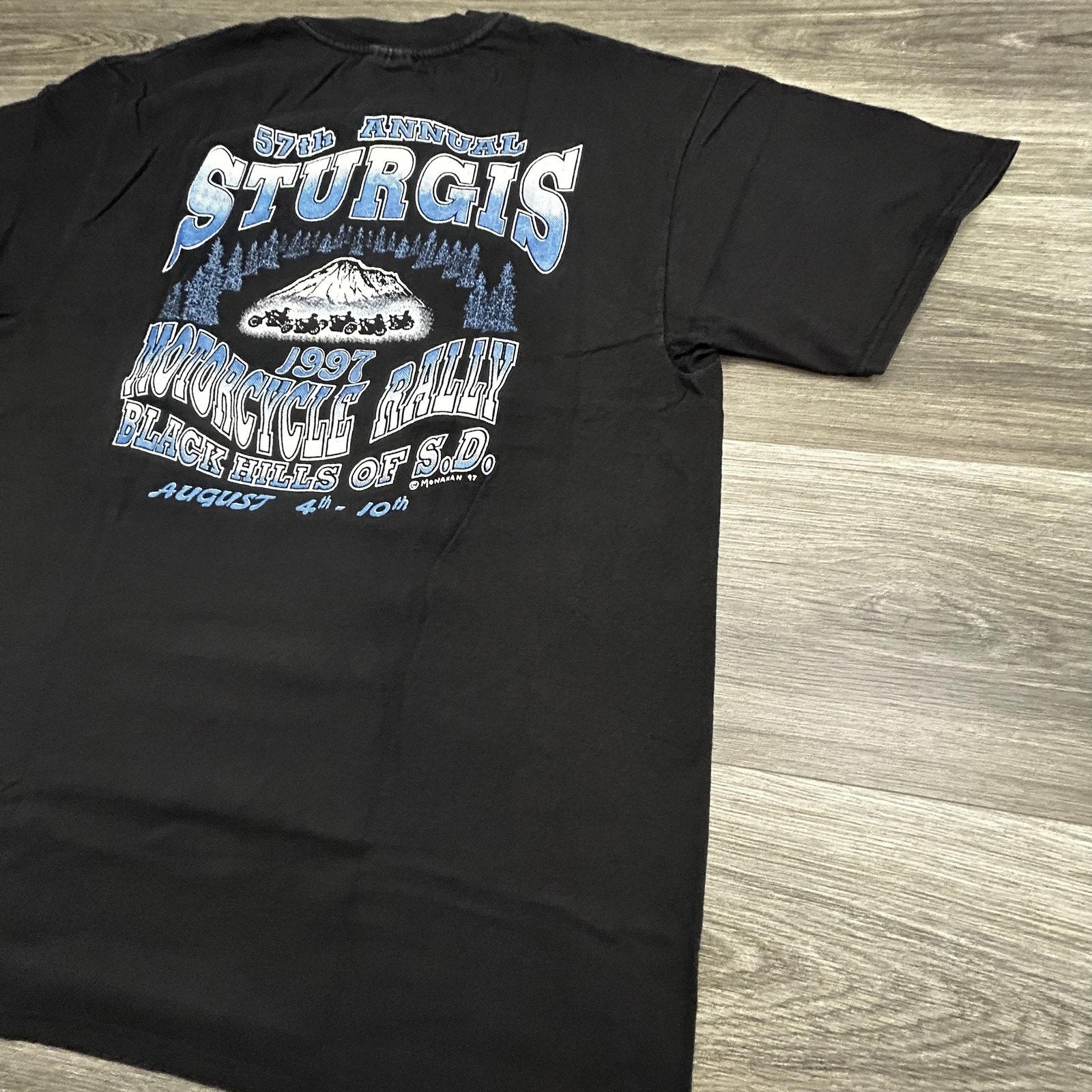 Vintage Sturgis Shirt Mens Large Black Single Stitch Eagle Motorcycle USA 1997